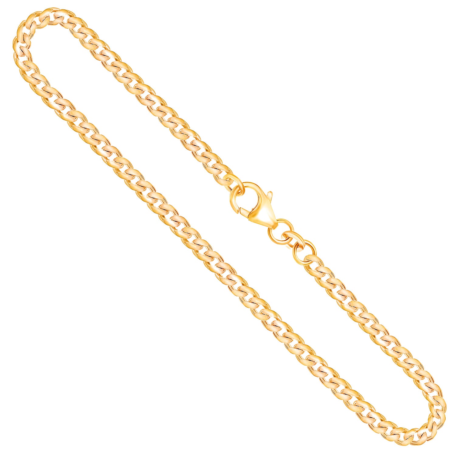 Goldkette als Panzerkette flach in Gelbgold 585 / 14K, 60 cm lang, 3,4 mm breit, Gewicht ca. 16.7 g.