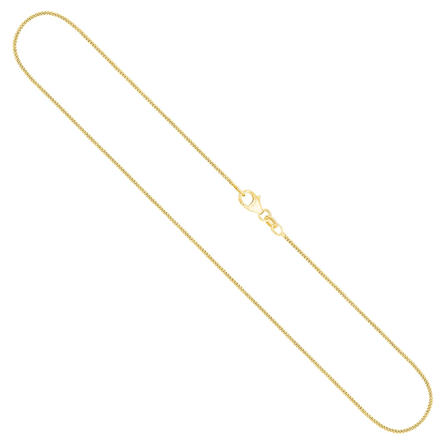 Goldkette als Panzerkette flach in Gelbgold 585 / 14K, 42 cm lang, 1,1 mm breit, Gewicht ca. 1.8 g.