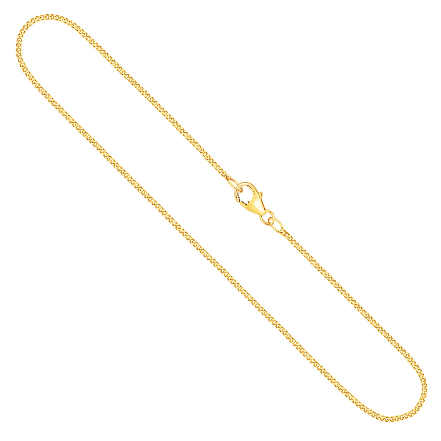 Goldkette als Panzerkette flach in Gelbgold 585 / 14K, 40 cm lang, 1,2 mm breit, Gewicht ca. 2.2 g.