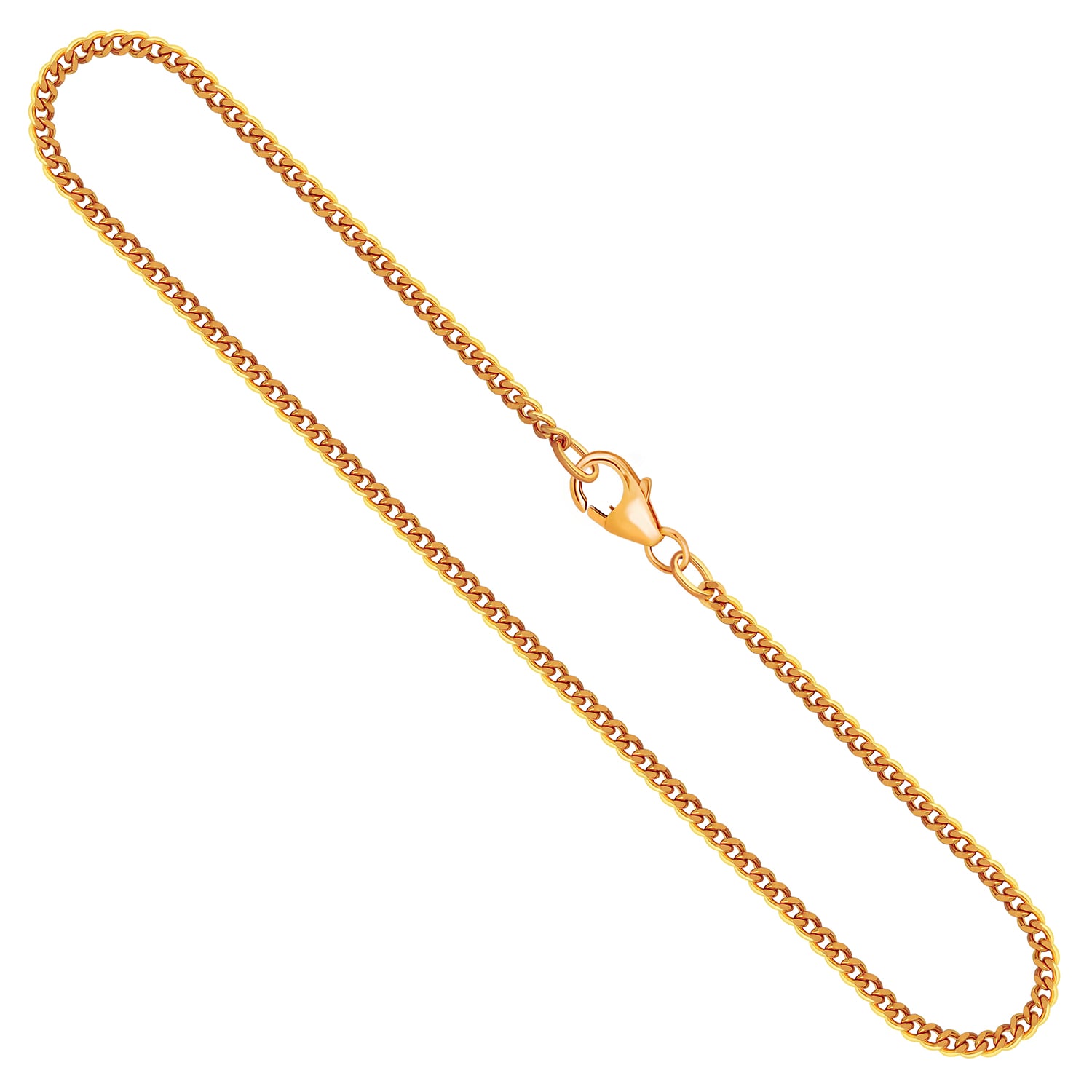 Goldkette als Panzerkette flach in Gelbgold 333 / 8K, 36 cm lang, 2,1 mm breit, Gewicht ca. 4.3 g.