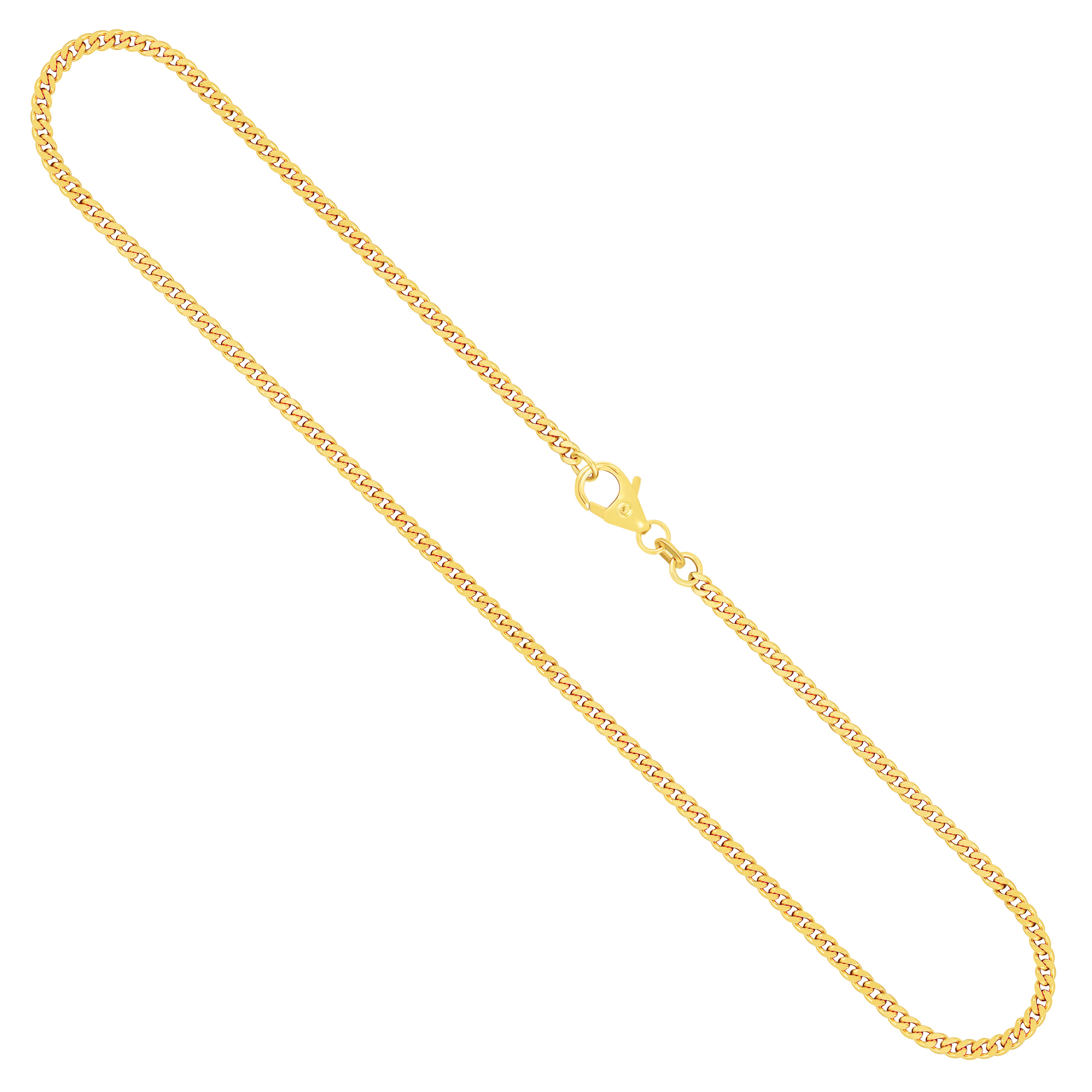 Goldkette als Panzerkette flach 1.1 Höhe in Gelbgold 750 / 18 Karat, 42 cm lang, 2.4 mm breit, Gewicht ca. 9,5 g.