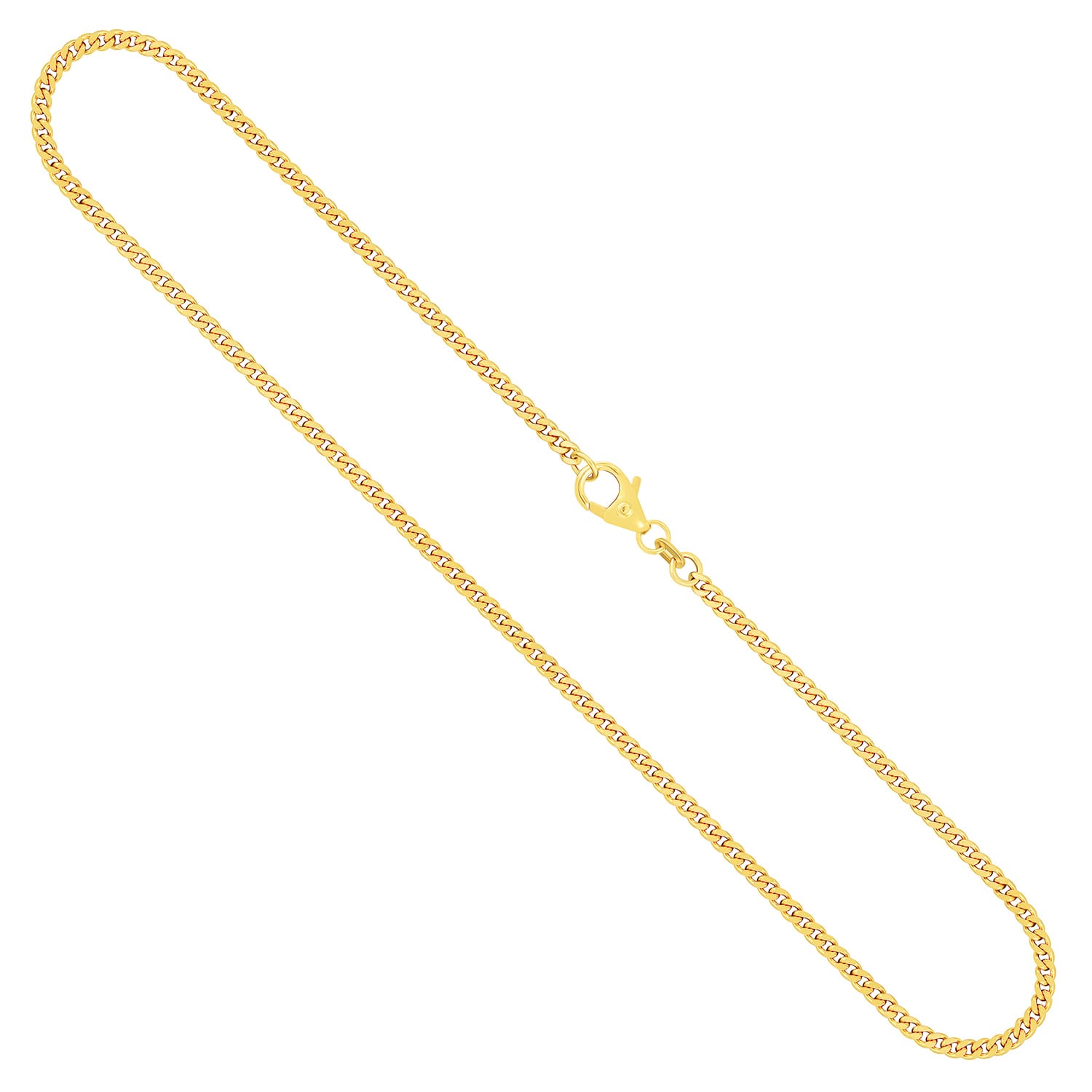 Goldkette als Panzerkette flach 1.1 Höhe in Gelbgold 585 / 14K, 90 cm lang, 2,4 mm breit, Gewicht ca. 17.3 g.