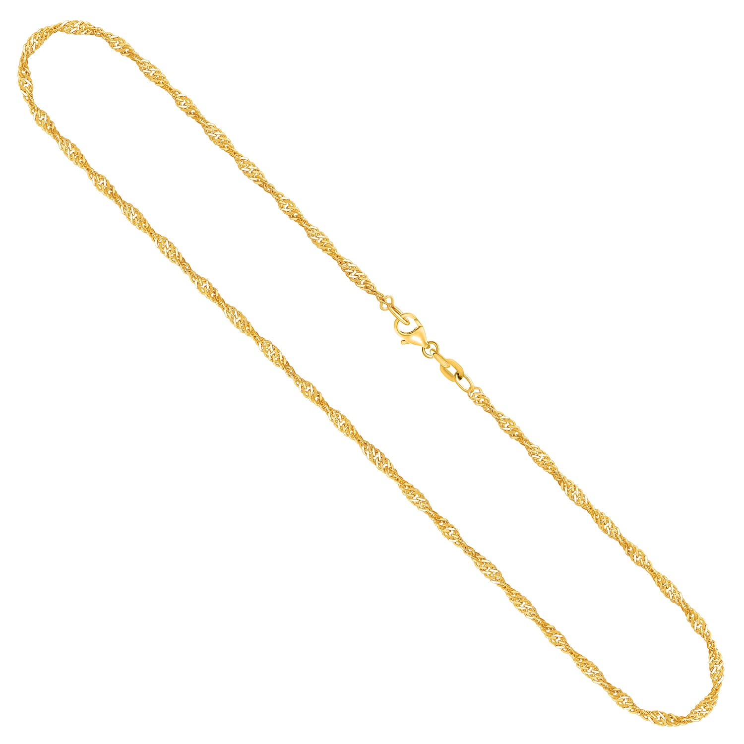 Goldkette als Singapurkette in Gelbgold 585 / 14K, 45 cm lang, 1.8 mm breit, Gewicht ca. 2.8 g.