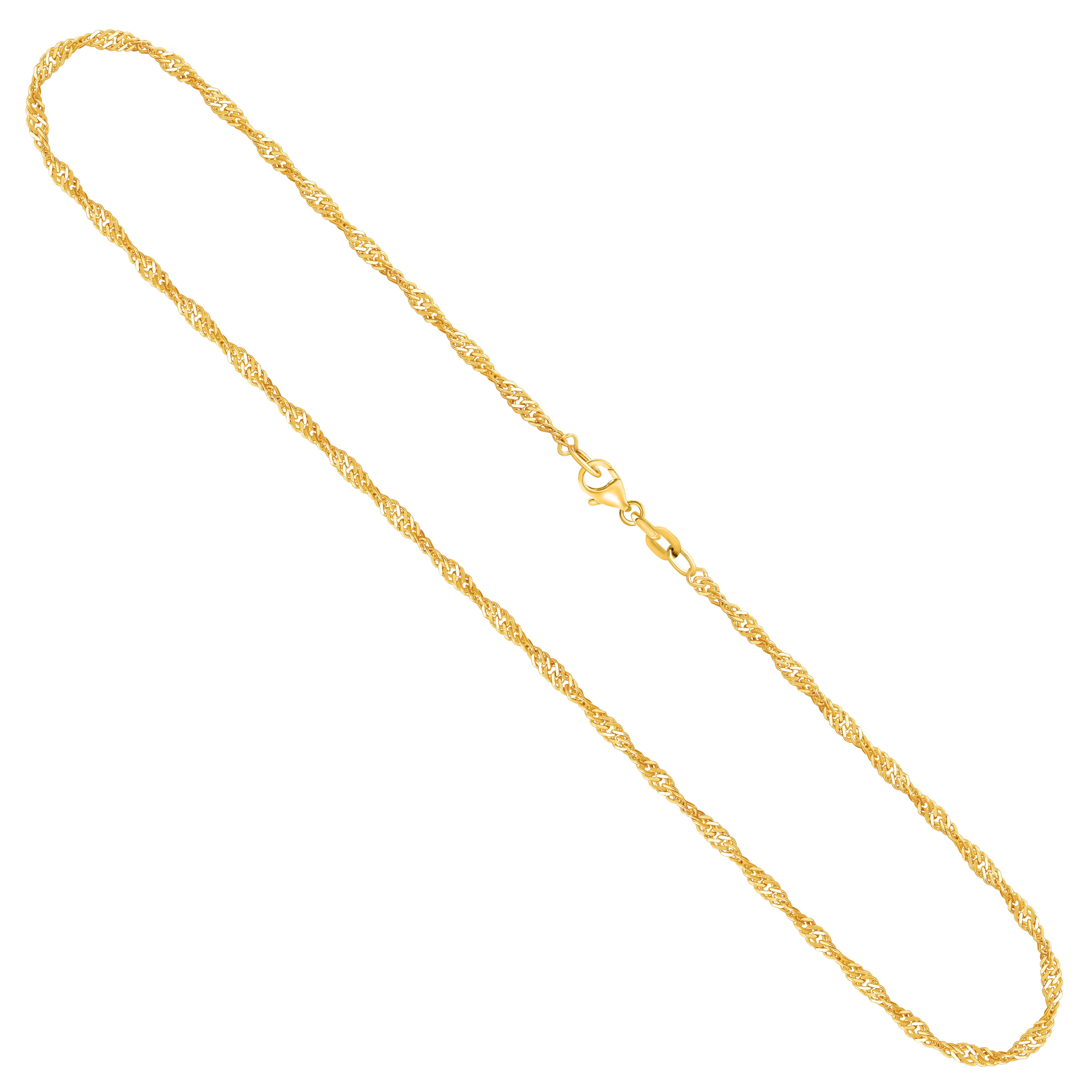Goldkette als Singapurkette in Gelbgold 585 / 14 Karat, 42 cm lang, 1.8 mm breit, Gewicht ca. 2,6 g.