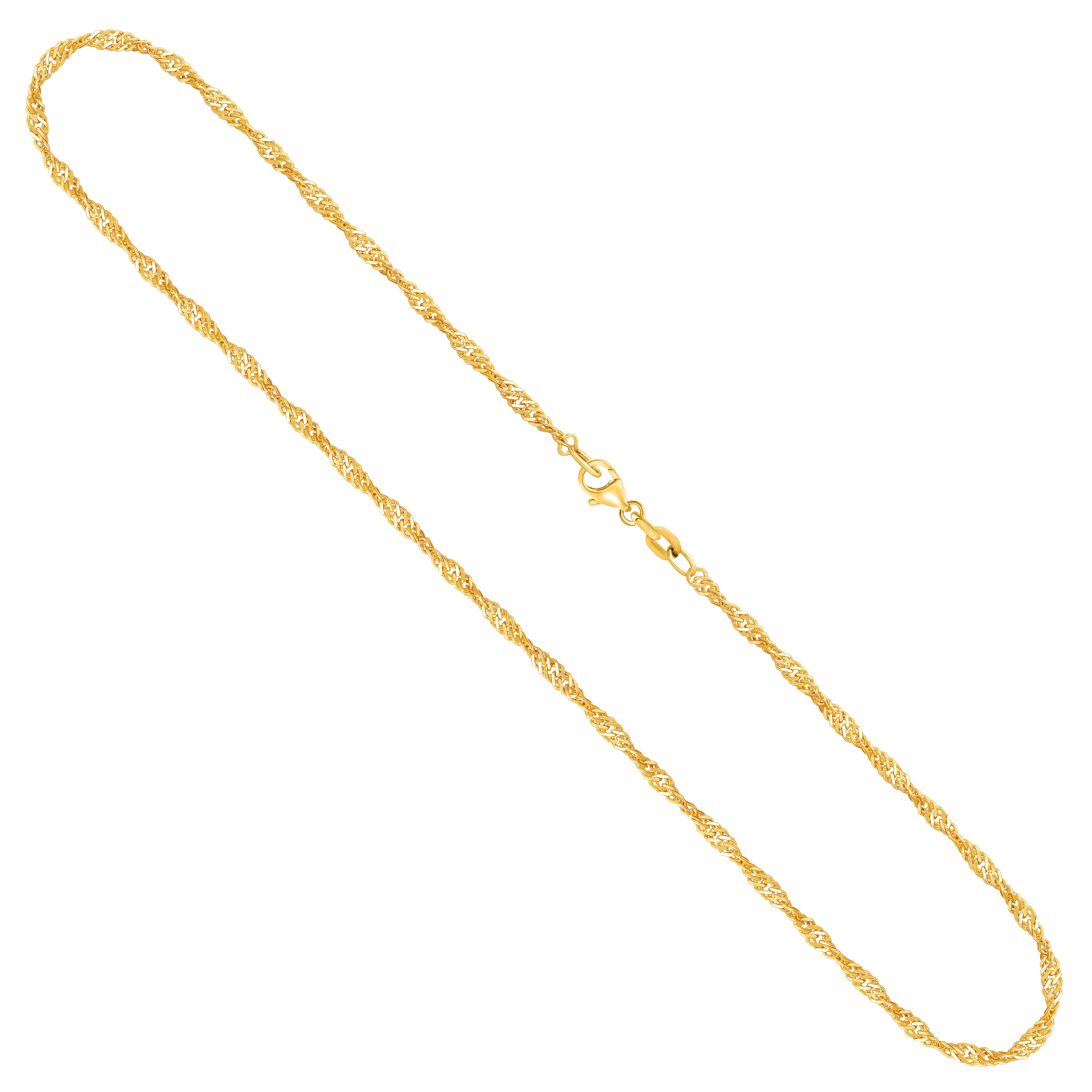 Goldkette als Singapurkette in Gelbgold 585 / 14 Karat, 50 cm lang, 1.8 mm breit, Gewicht ca. 3,1 g.