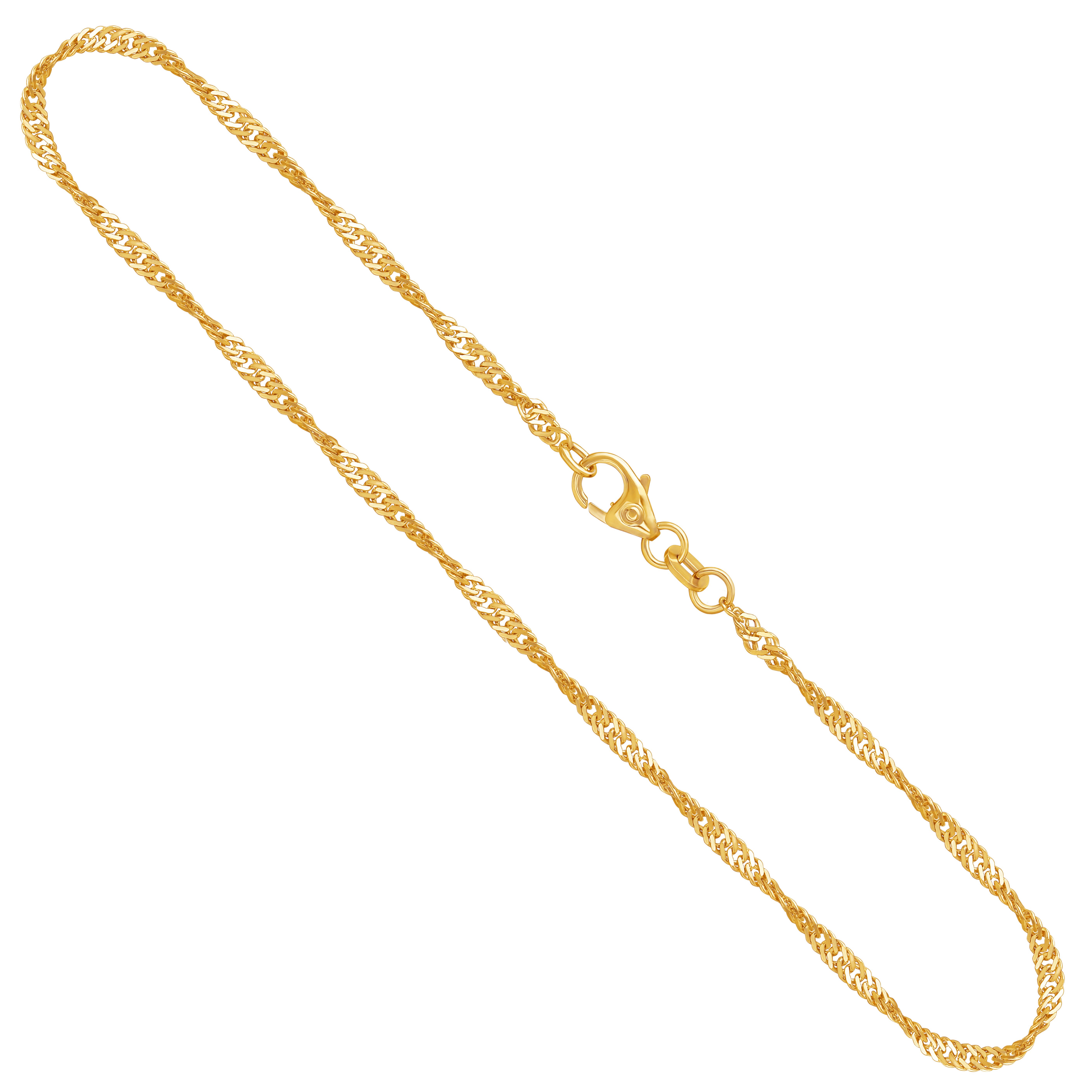 Goldkette als Singapurkette in Gelbgold 375 / 9K, 45 cm lang, 2,2 mm breit, Gewicht ca. 3.3 g.