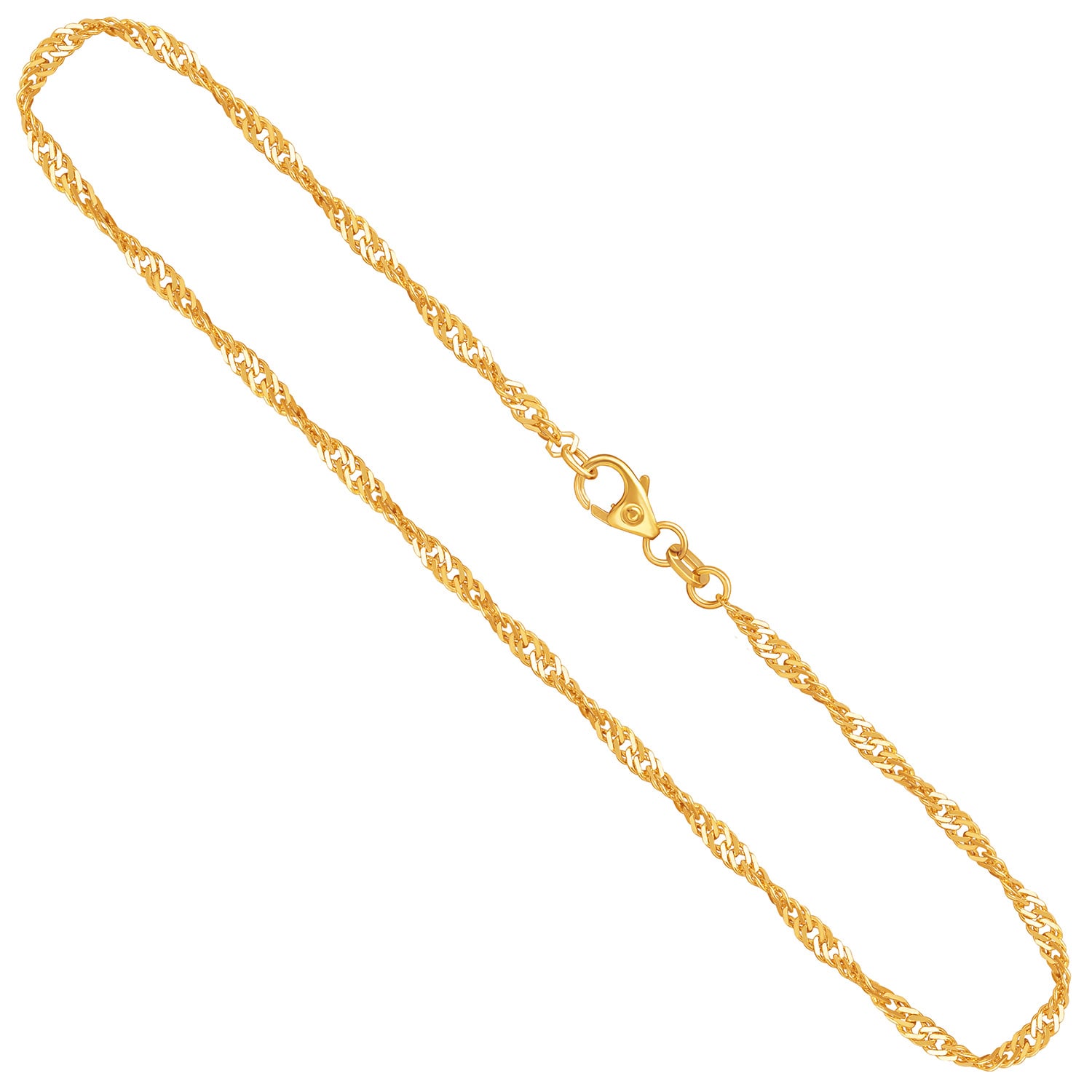 Goldkette als Singapurkette in Gelbgold 375 / 9K, 50 cm lang, 2,4 mm breit, Gewicht ca. 4.1 g.