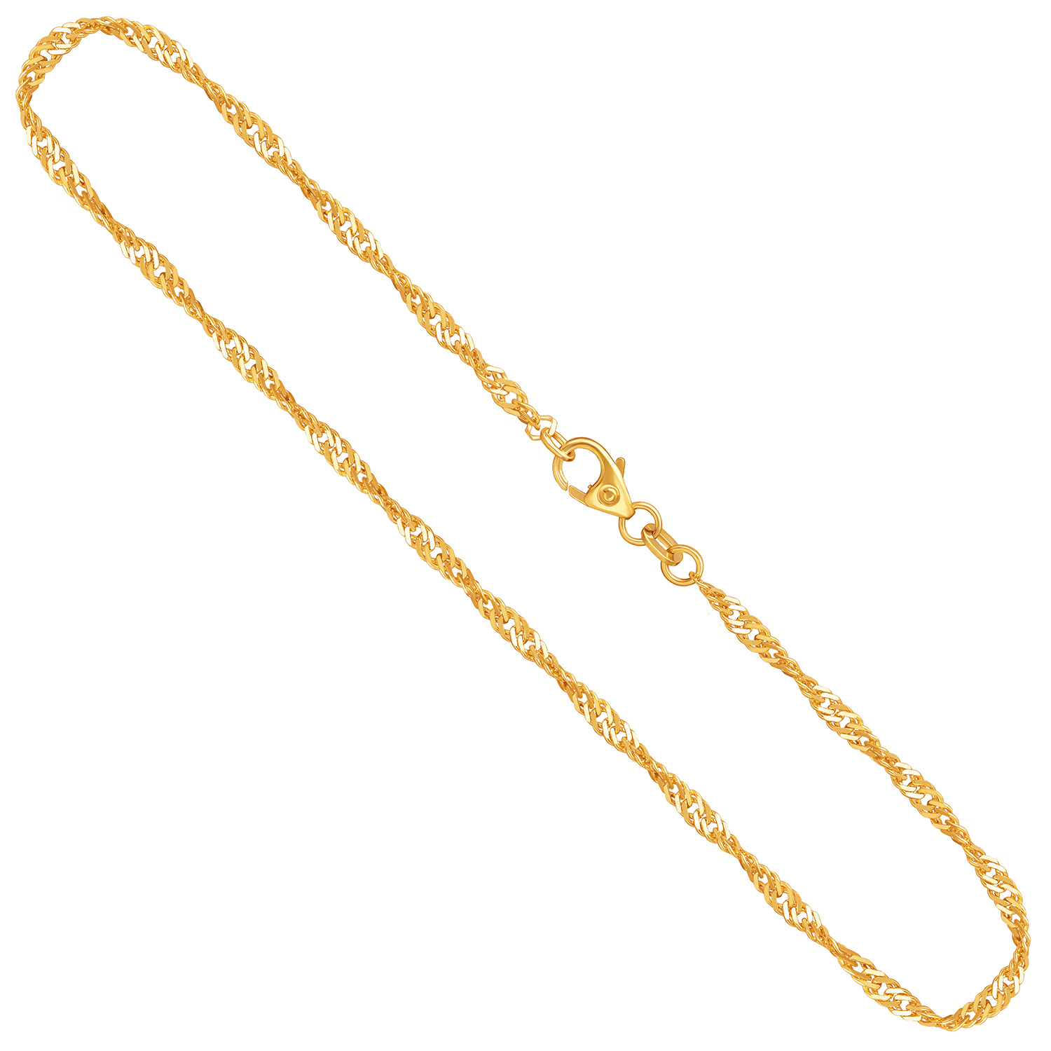 Goldkette als Singapurkette in Gelbgold 585 / 14K, 42 cm lang, 2,4 mm breit, Gewicht ca. 4.2 g.