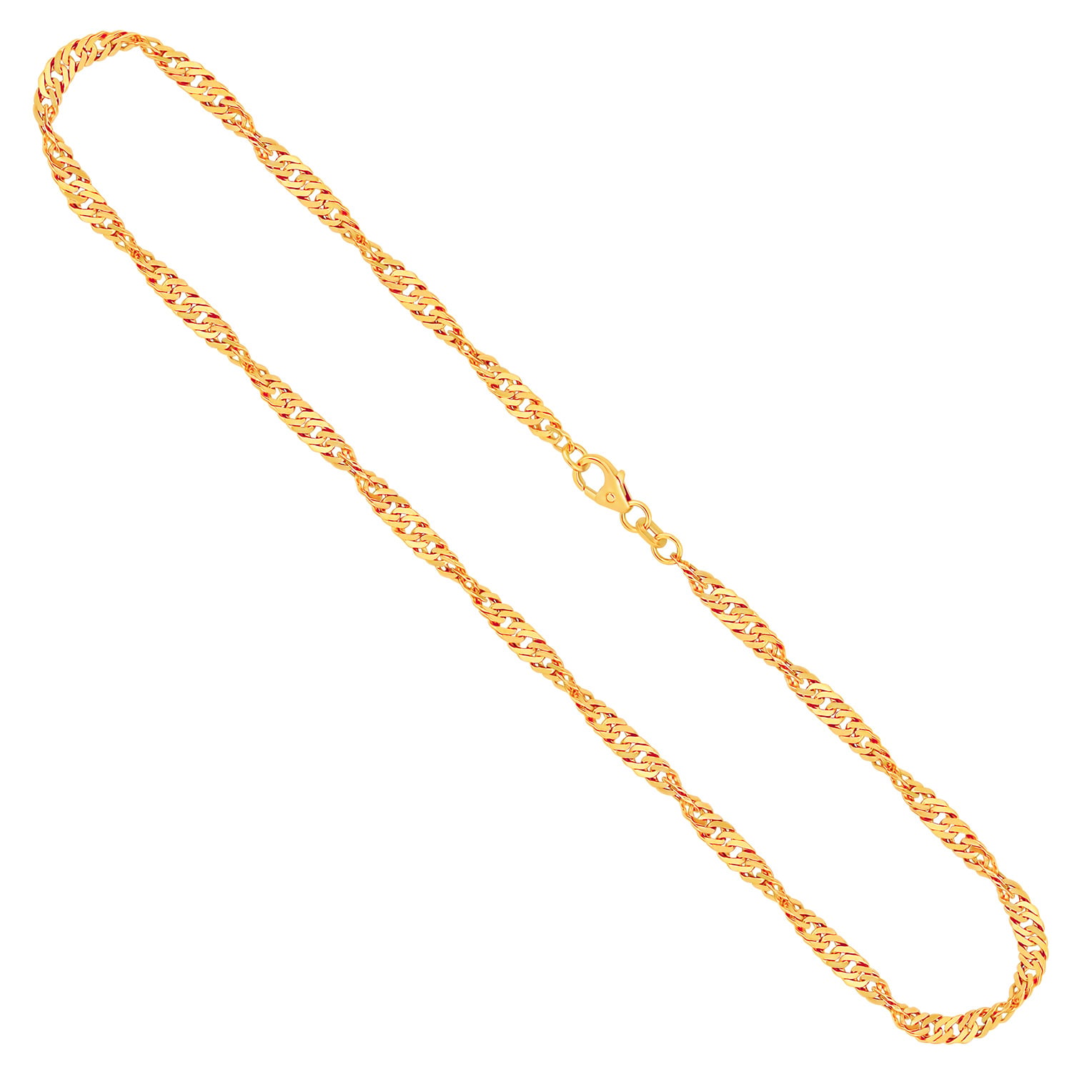 Goldkette als Singapurkette in Gelbgold 585 / 14K, 38 cm lang, 3,4 mm breit, Gewicht ca. 7.8 g.
