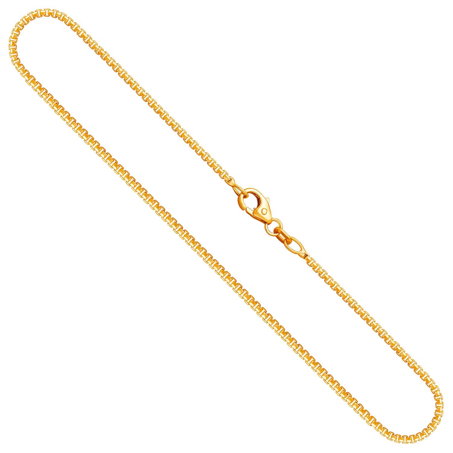 Goldkette als Venezianerkette rund geschlagen in Gelbgold 375 / 9K, 45 cm lang, 1,5 mm breit, Gewicht ca. 6 g.