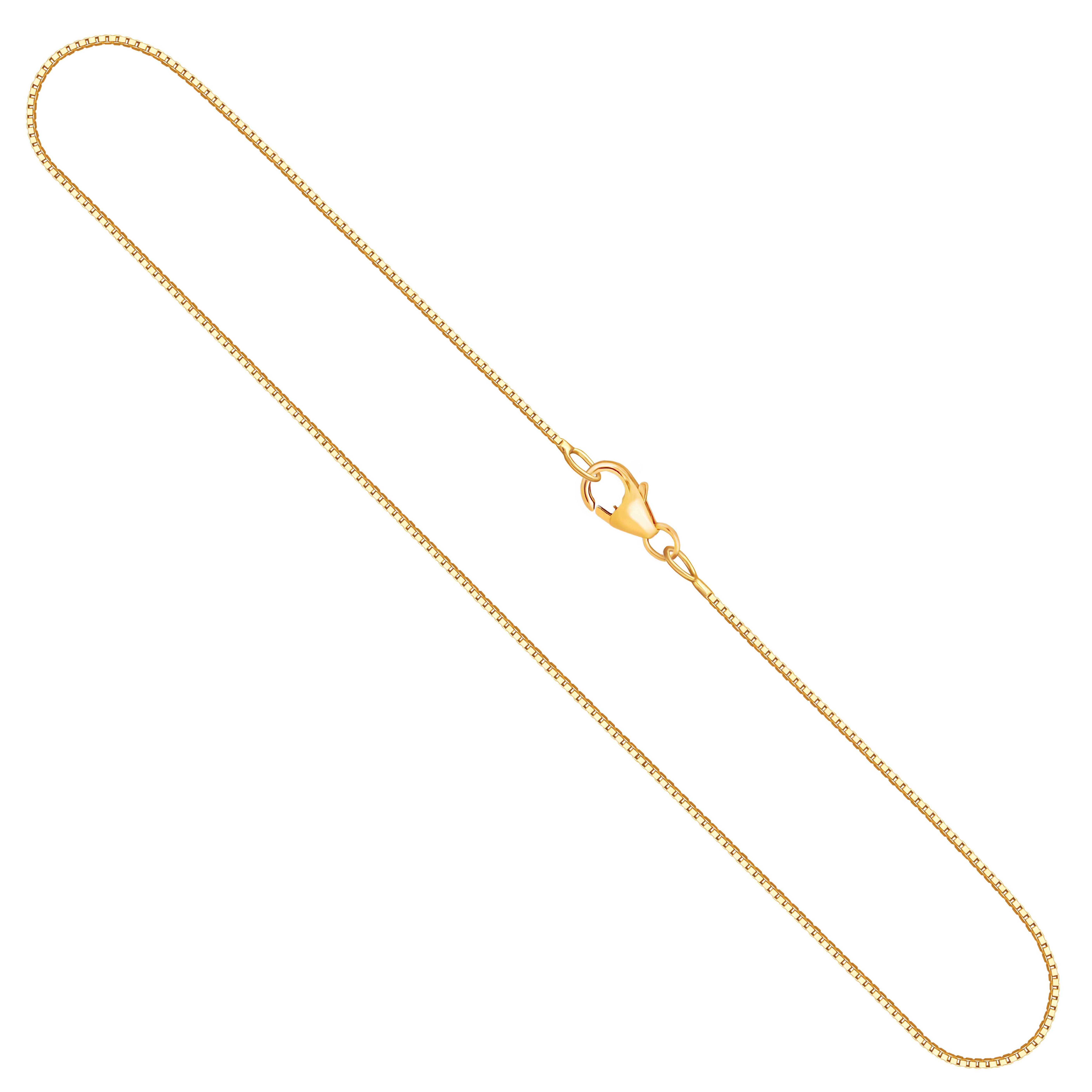 Goldkette als Venezianerkette in Gelbgold 375 / 9 Karat, 38 cm lang, 0.7 mm breit, Gewicht ca. 1,5 g.