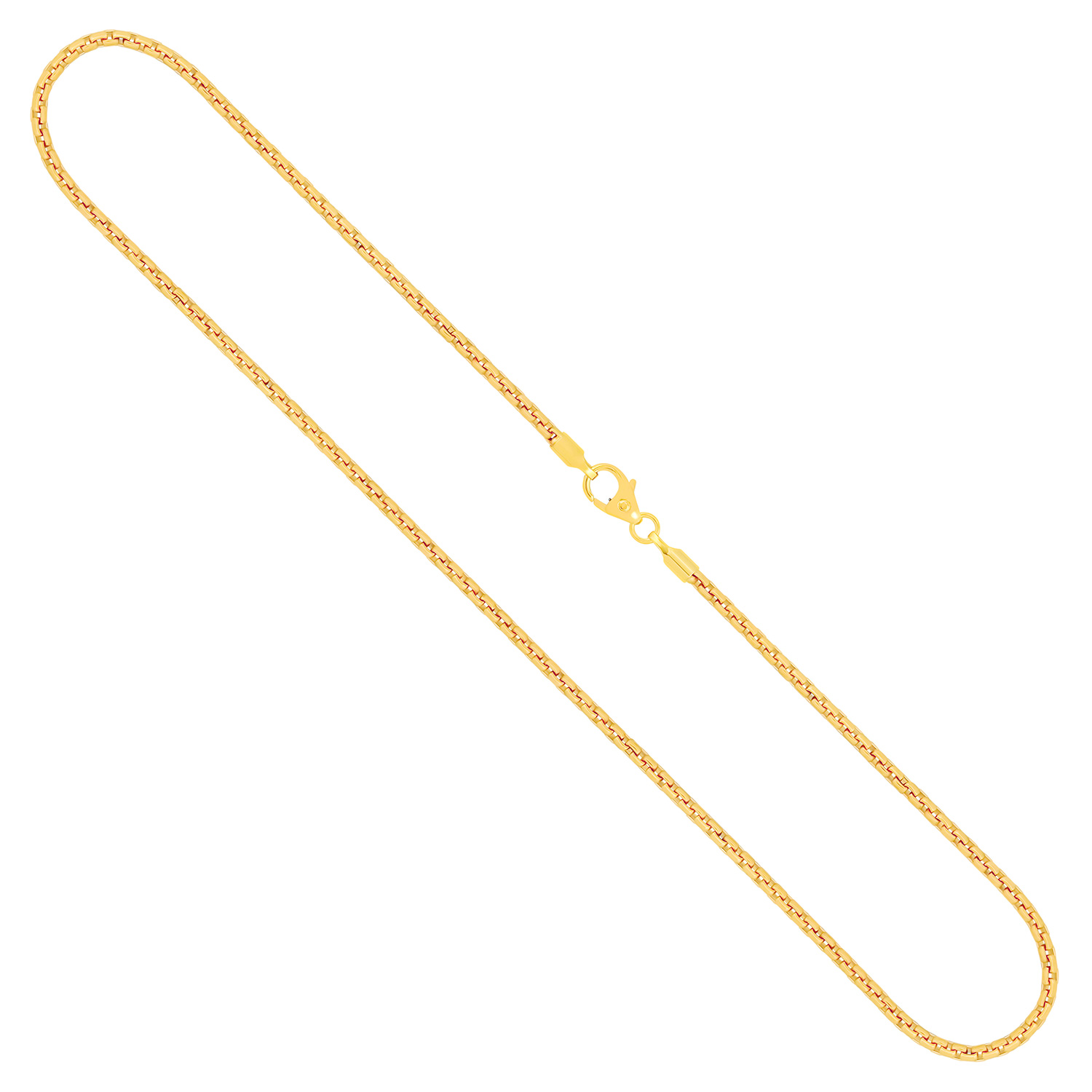 Goldkette als Venezianerkette rund geschlagen in Gelbgold 585 / 14K, 45 cm lang, 2 mm breit, Gewicht ca. 10.5 g.