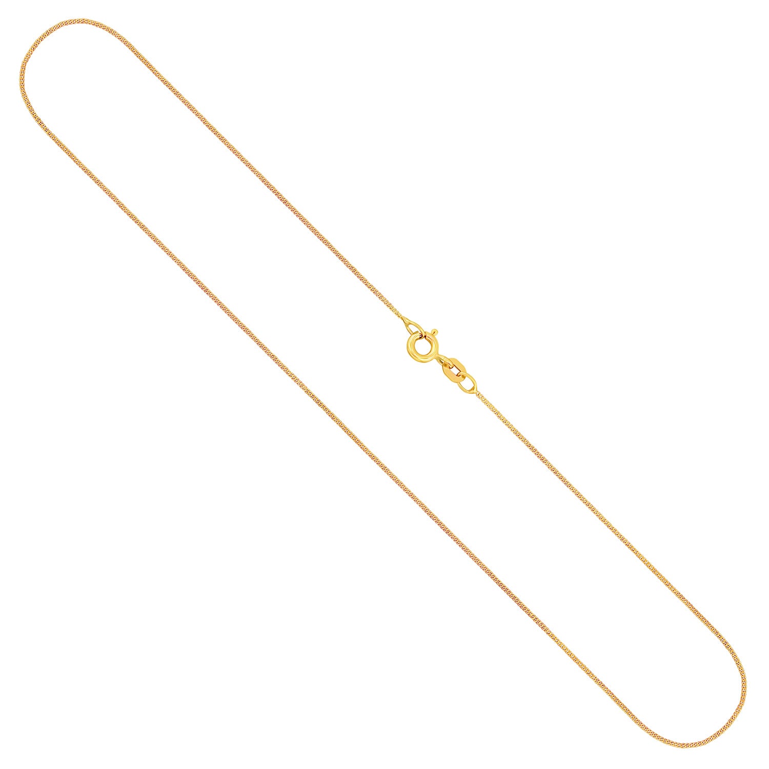 Goldkette als Panzerkette flach in Gelbgold 333 / 8K, 36 cm lang, 0,8 mm breit, Gewicht ca. 0.8 g.