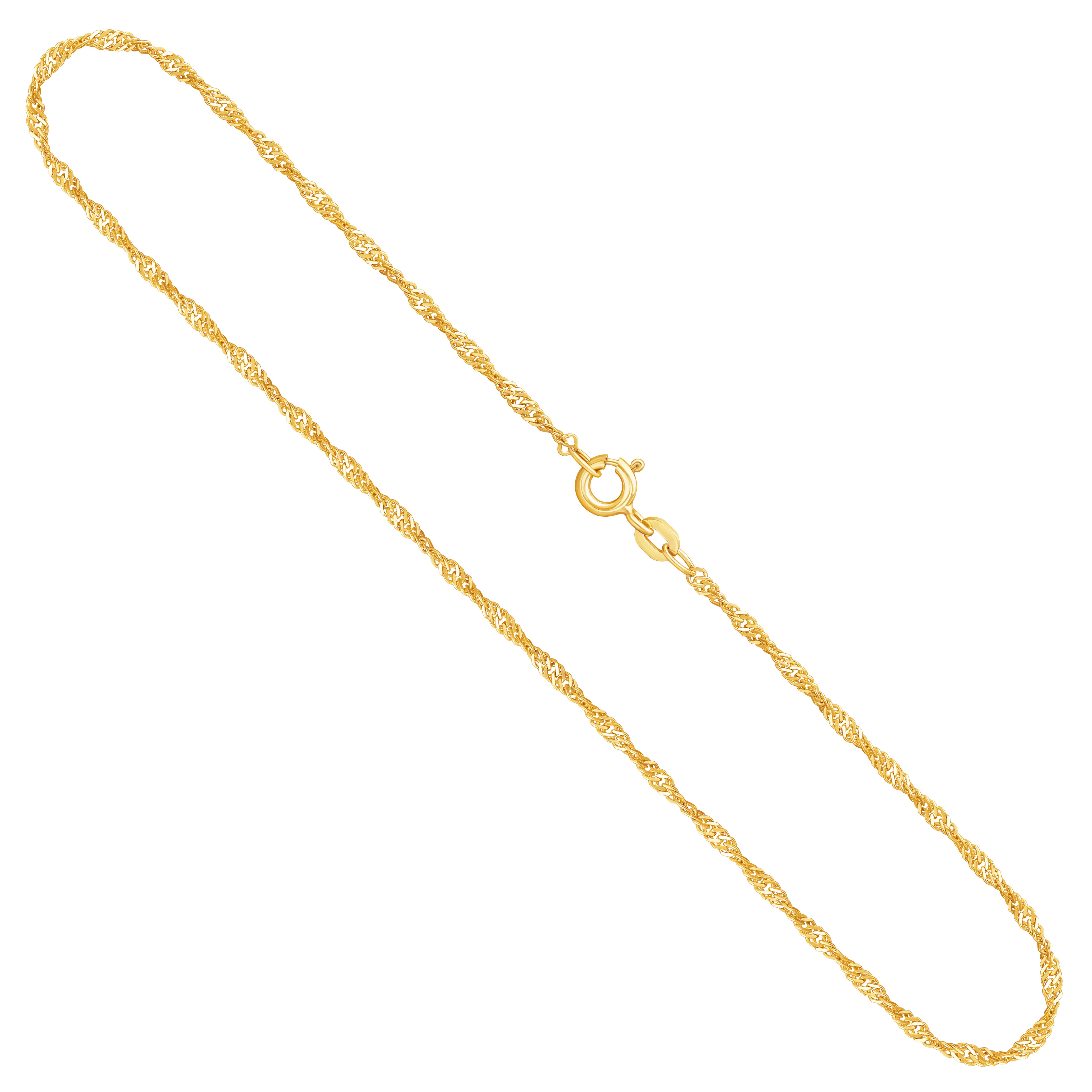 Goldkette als Singapurkette in Gelbgold 333 / 8 Karat, 70 cm lang, 1.8 mm breit, Gewicht ca. 3.4