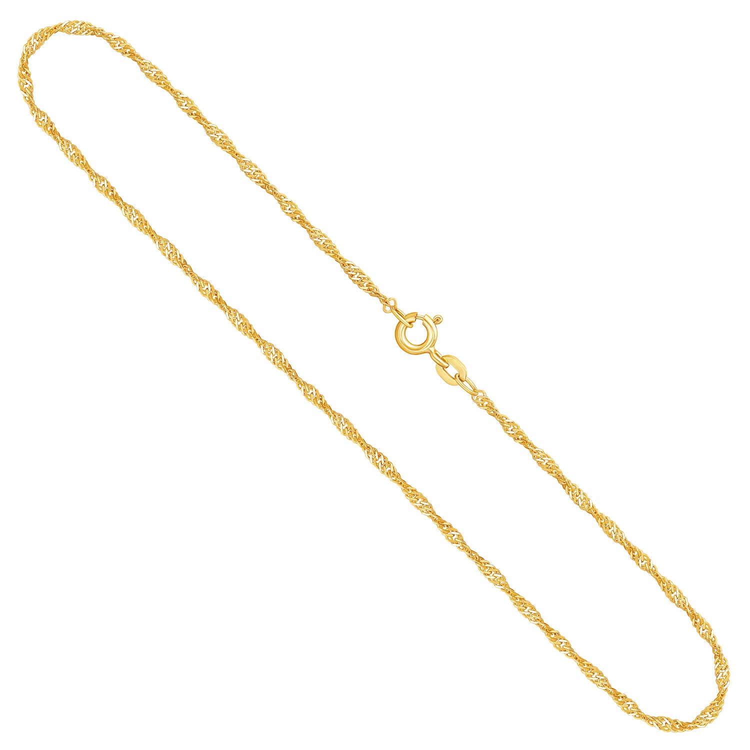 Goldkette als Singapurkette in Gelbgold 585 / 14K, 55 cm lang, 1,8 mm breit, Gewicht ca. 3.1 g.