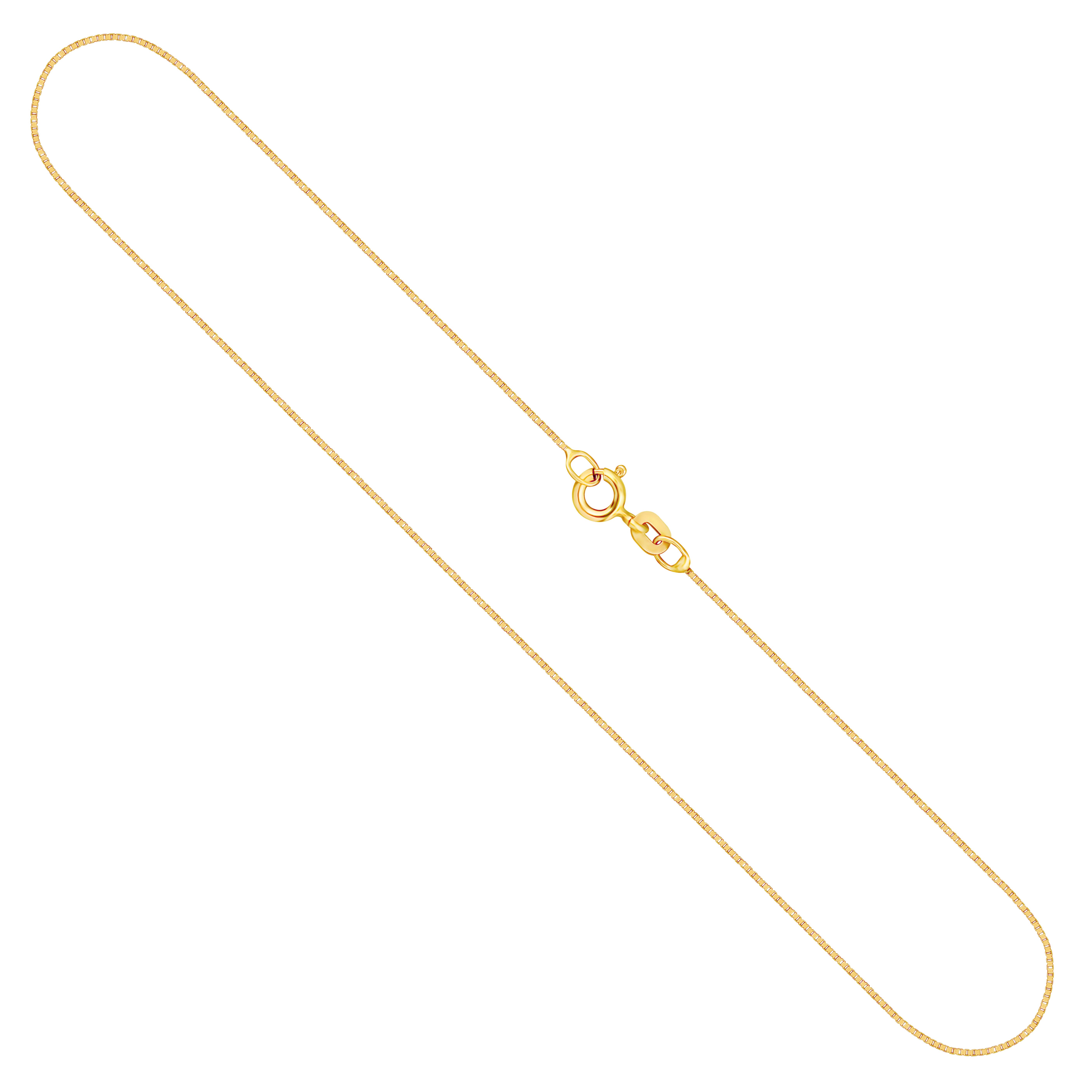 Goldkette als Venezianerkette in Gelbgold 750 / 18K, 38 cm lang, 0,9 mm breit, Gewicht ca. 2.9 g.