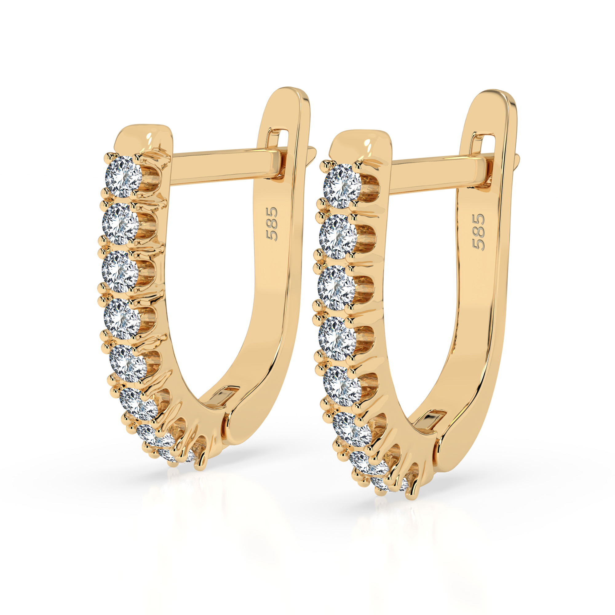 0,32 Karat Diamant Creolen, Gelbgold 585 / 14 Karat, Gewicht ca. 1.7 g.