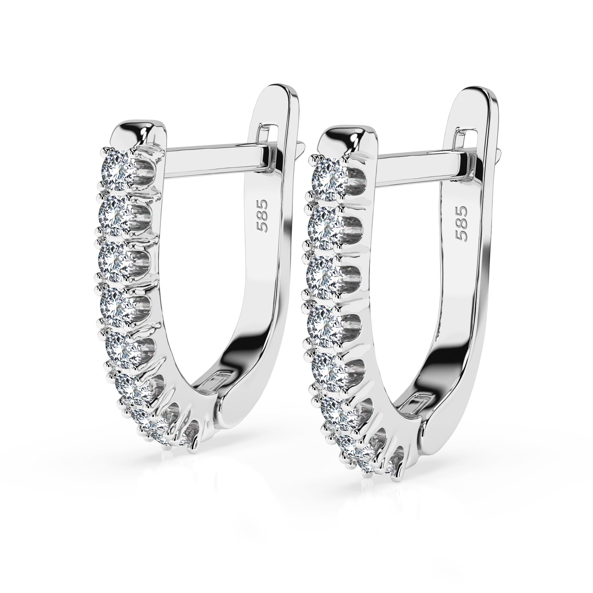0,32 Karat Diamant Creolen, Weißgold 585 / 14 Karat, Gewicht ca. 1.7 g.