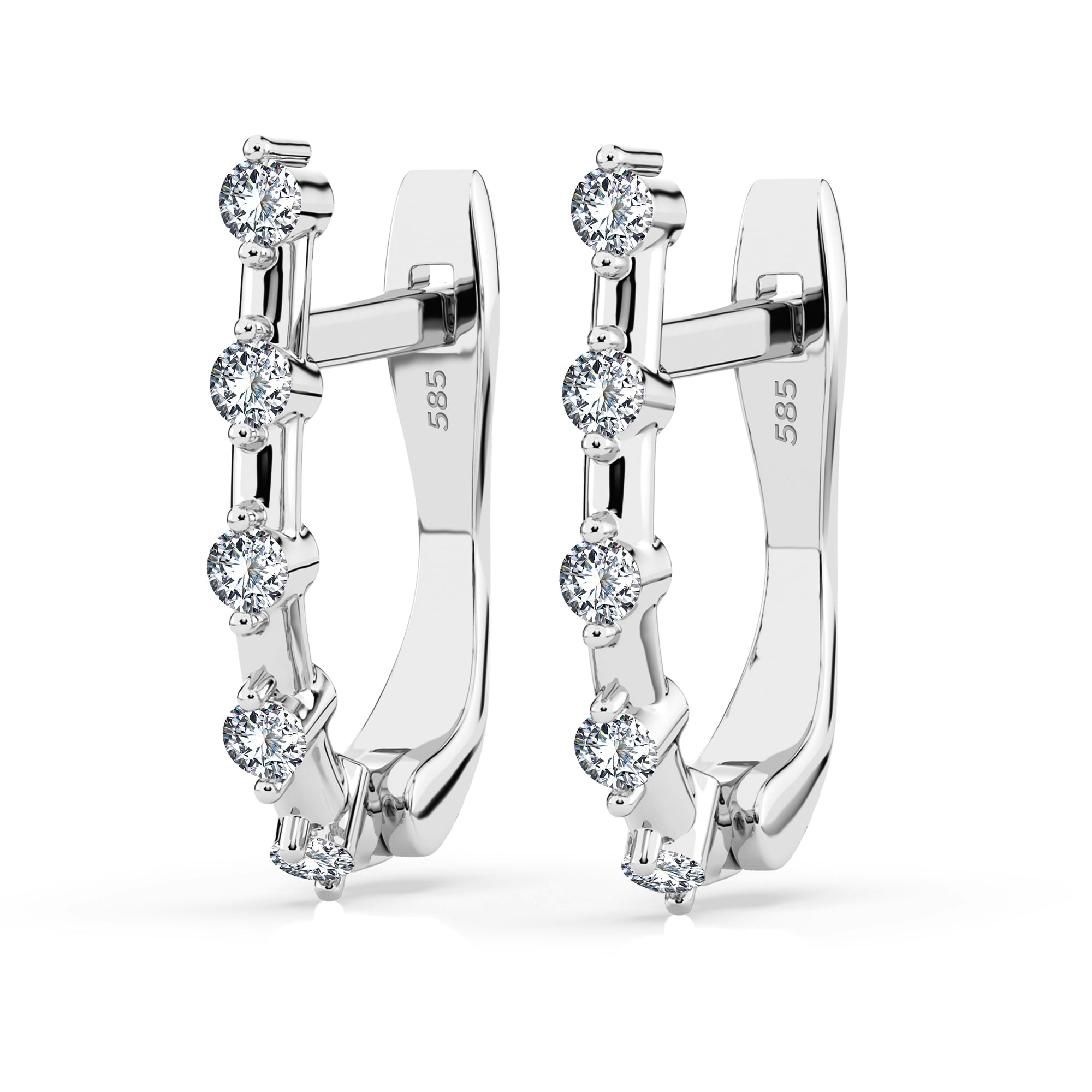 0,2 Karat Diamant Creolen, Weißgold 585 / 14 Karat, Gewicht ca. 1.6 g.
