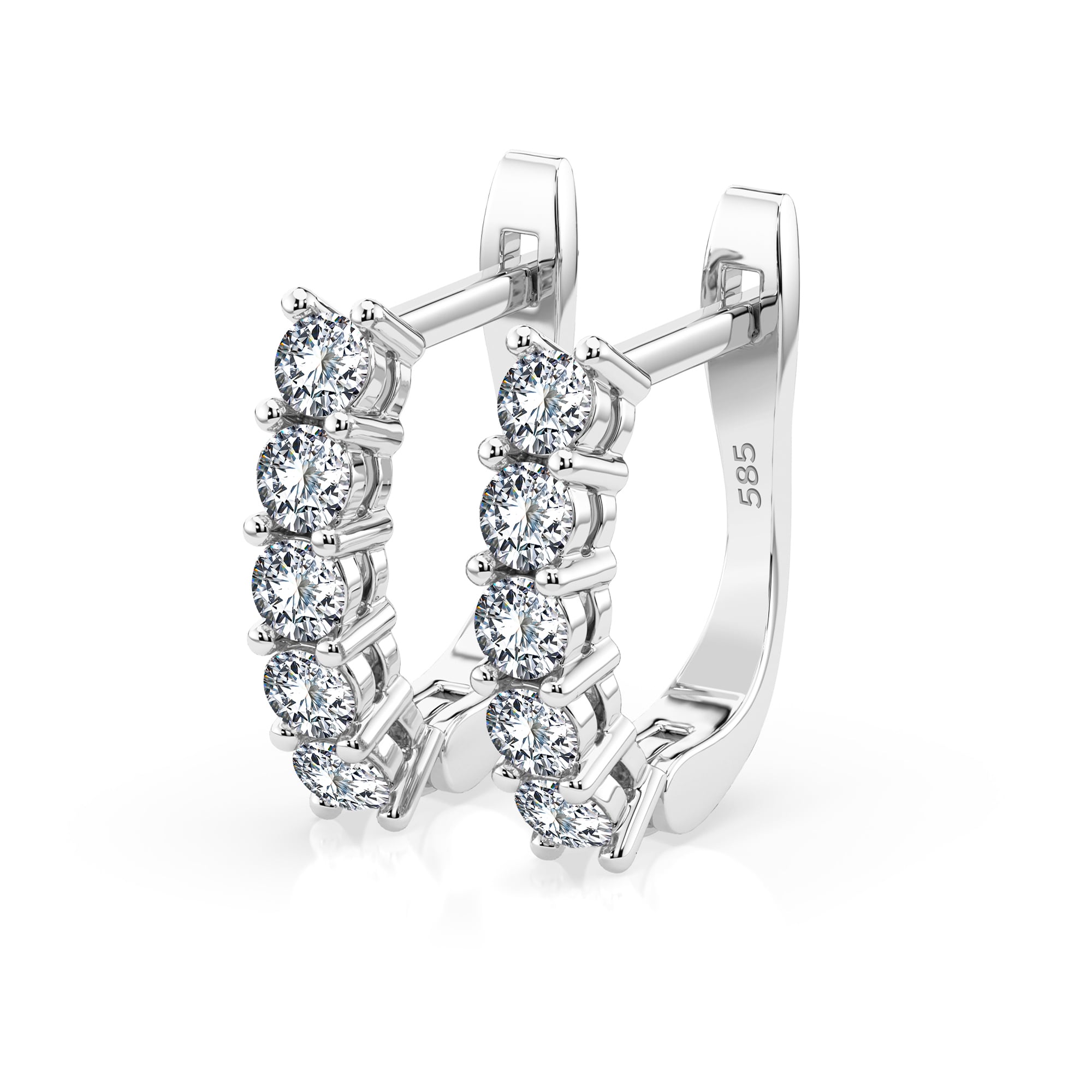 0,6 Karat Diamant Creolen, Weißgold 585 / 14 Karat, Gewicht ca. 2.2 g.