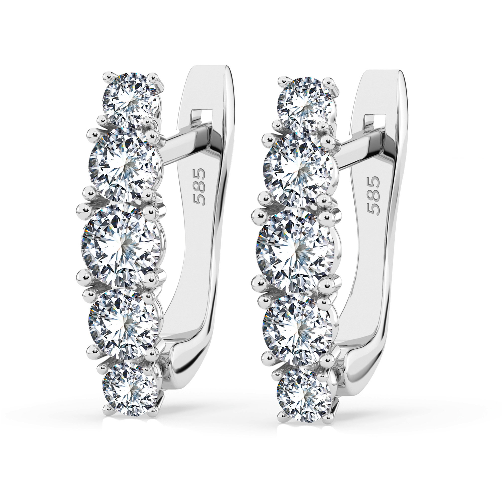 0,85 Karat Diamant Creolen, Weißgold 585 / 14 Karat, Gewicht ca. 2.1 g.
