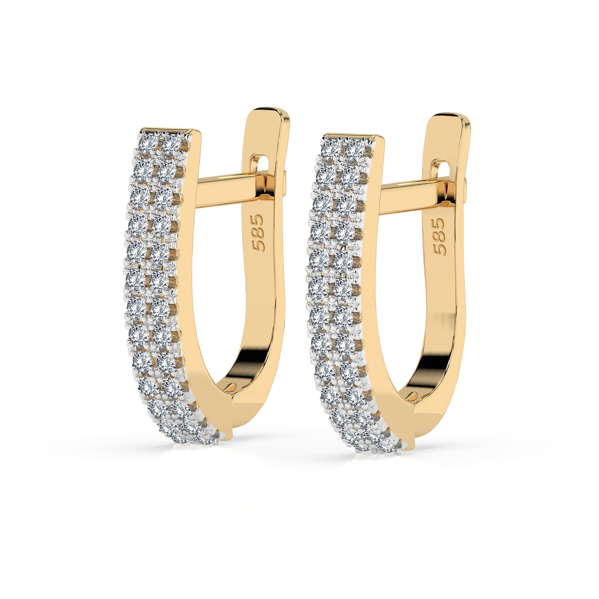 0,22 Karat Diamant Creolen, Gelbgold 585 / 14 Karat, Gewicht ca. 2.5 g.