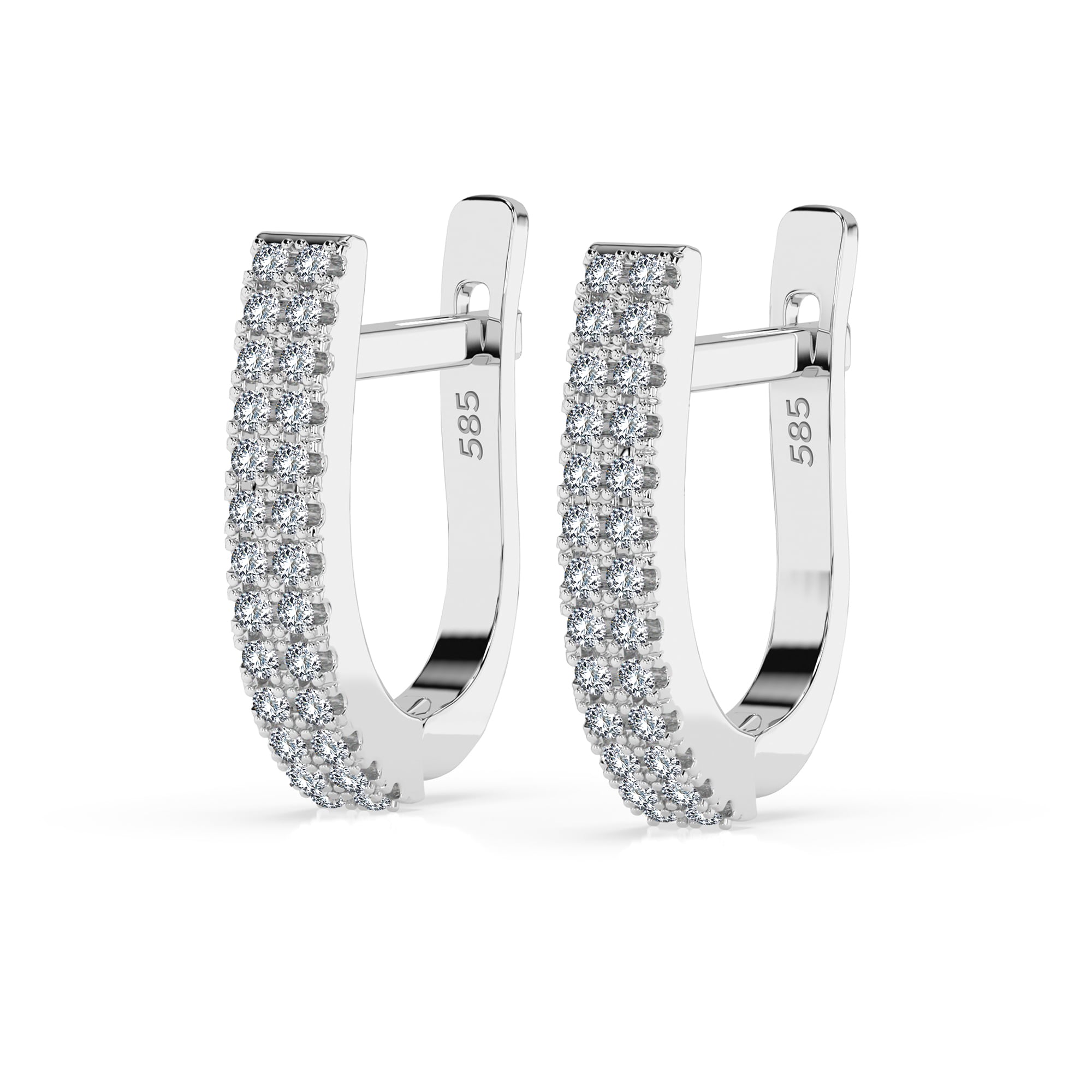 0,22 Karat Diamant Creolen, Weißgold 585 / 14 Karat, Gewicht ca. 2.5 g.