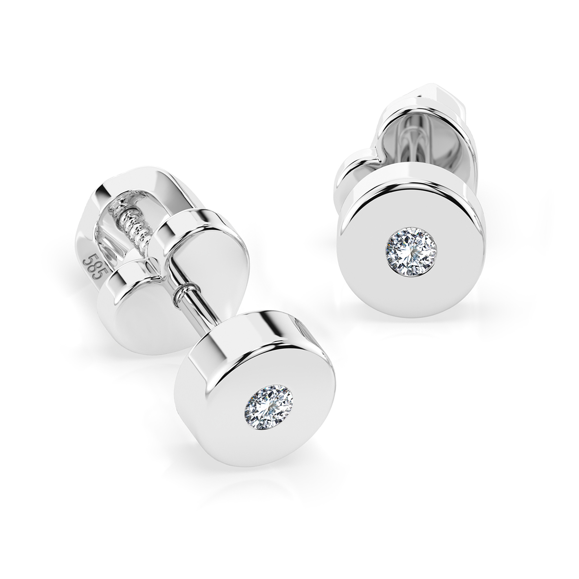 0,04 Karat Diamant Ohrstecker, Weißgold 585 / 14K, Gewicht ca. 1.3 g