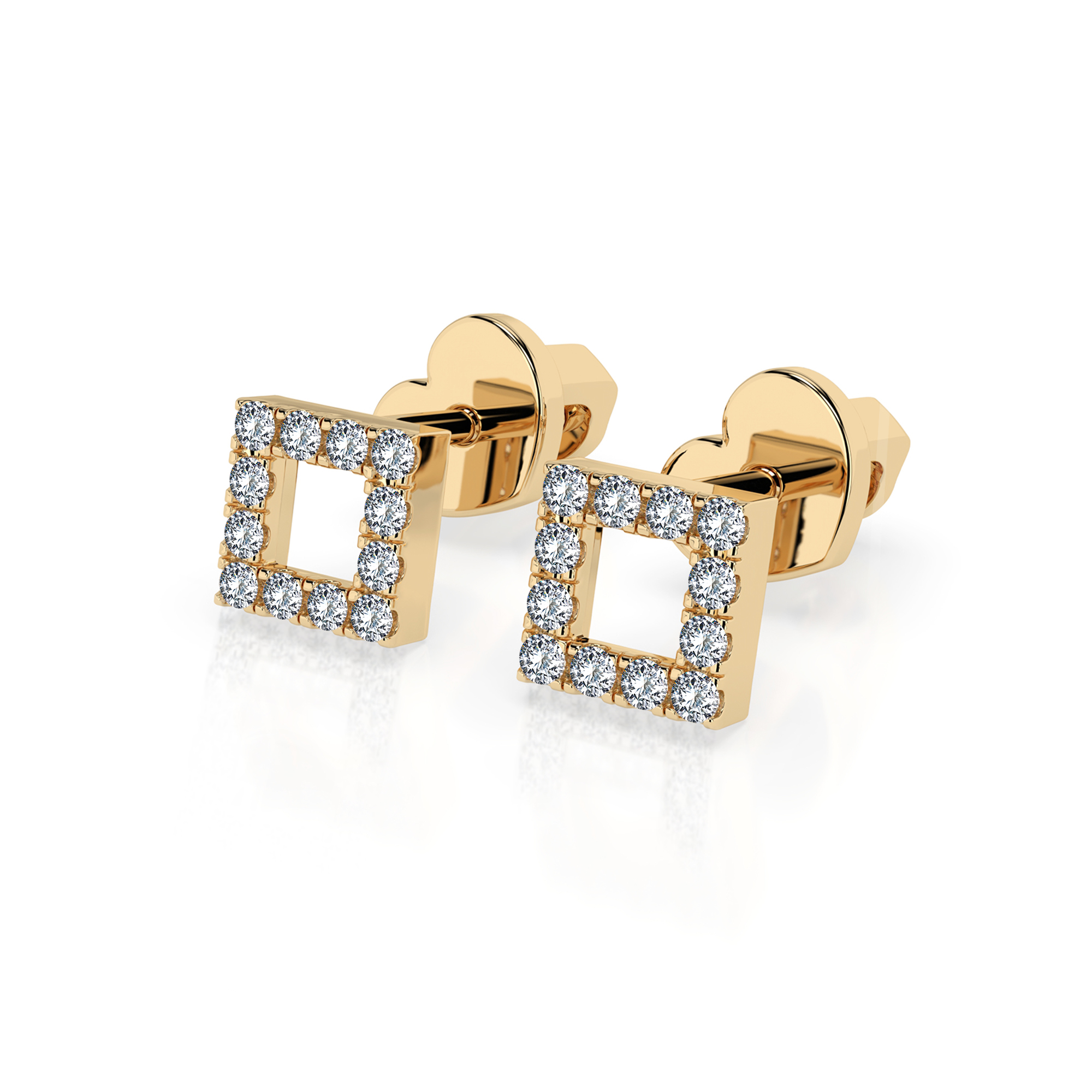 0,14 Karat Diamantohrstecke mit 24 echten Diamantenr, Gelbgold 585 / 14K, Gewicht ca. 1 g