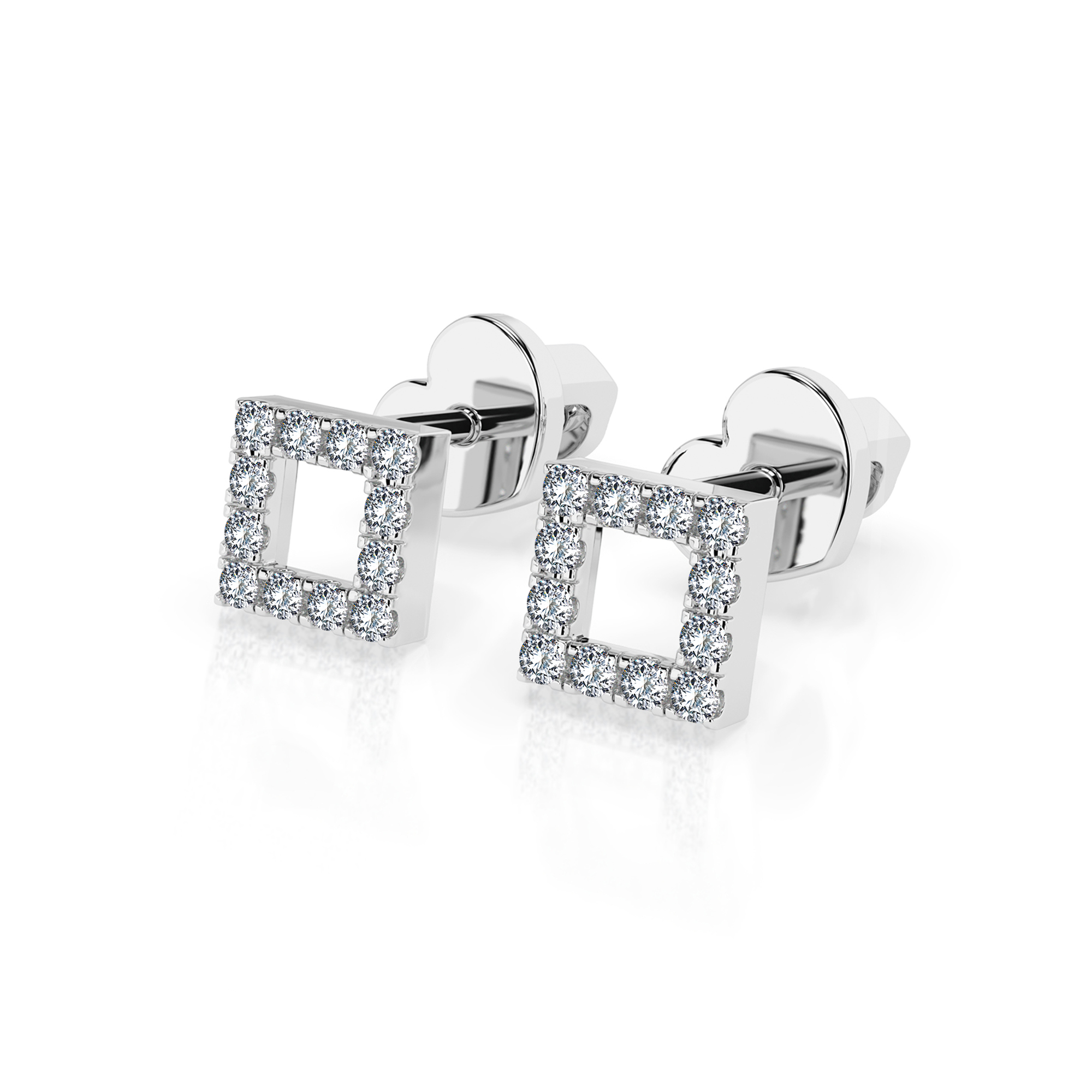 0,14 Karat Diamantohrstecke mit 24 echten Diamantenr, Weißgold 585 / 14K, Gewicht ca. 1 g