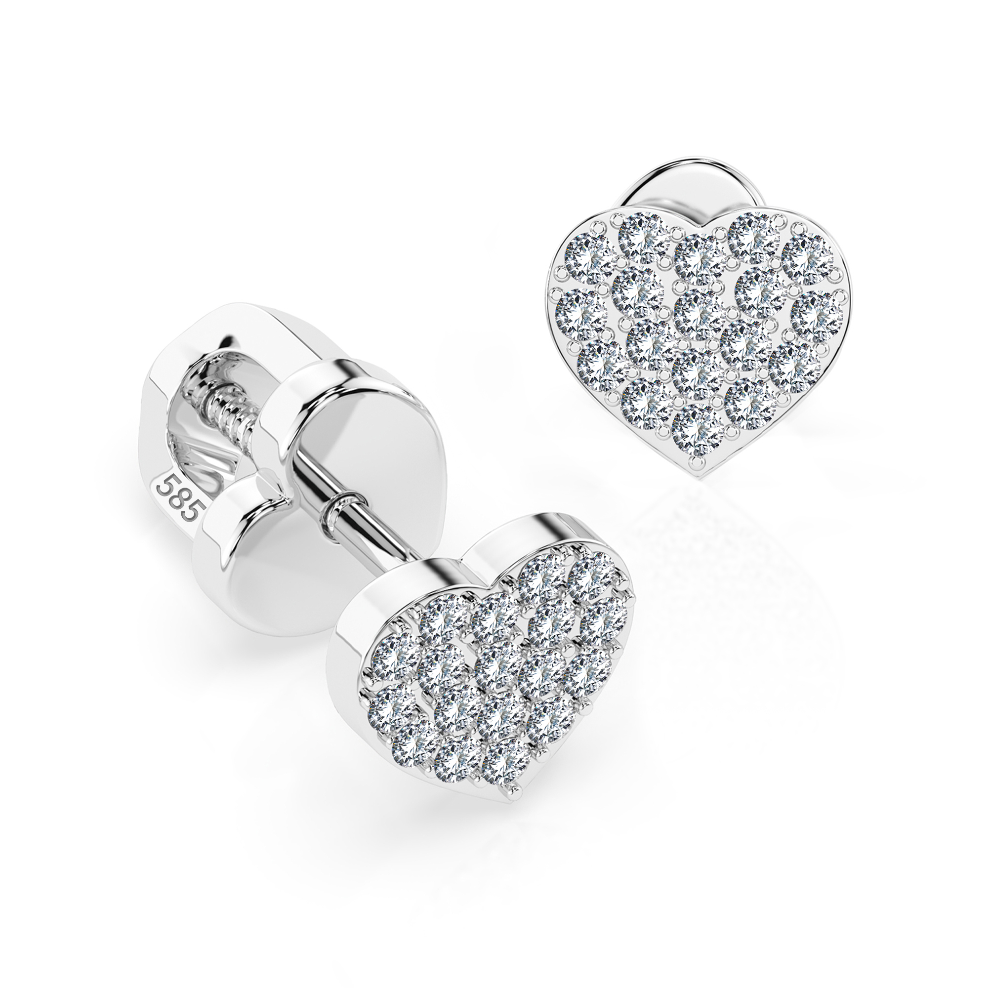 0,18 Karat Diamant Ohrstecker mit 36 echten Diamanten, Weißgold 585 / 14K, Gewicht ca. 1.2 g