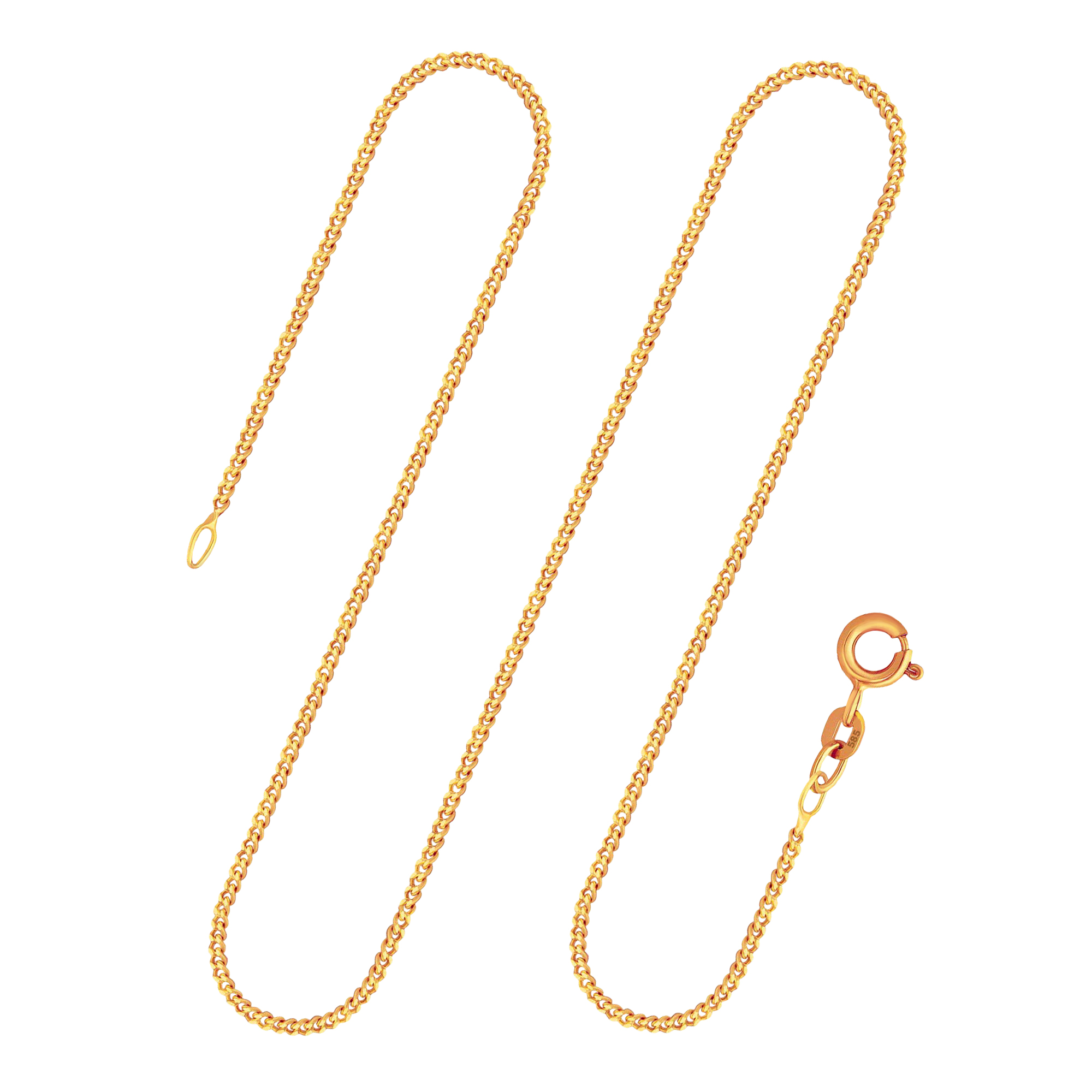 Goldkette als Panzerkette flach in Gelbgold 585 / 14K, 40 cm lang, 1,6 mm breit, Gewicht ca. 3.3 g.