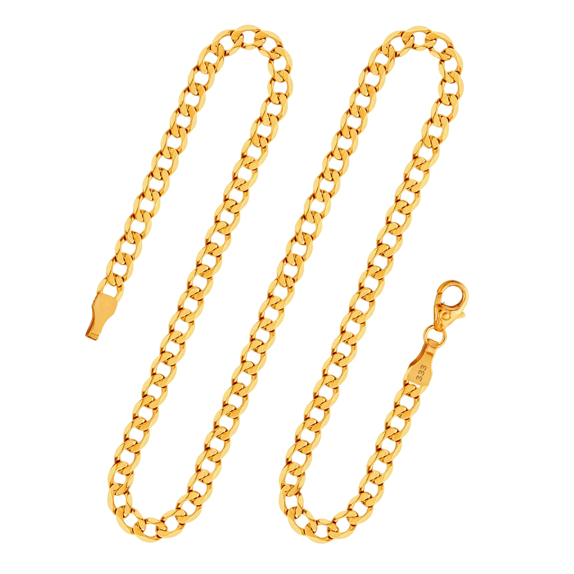 Goldkette als Panzerkette weit in Gelbgold 333 / 8K, 90 cm lang, 3,9 mm breit, Gewicht ca. 13.9 g.