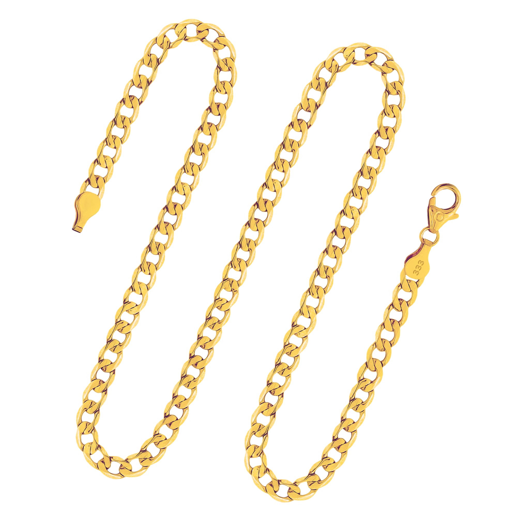 Goldkette als Panzerkette facettiert in Gelbgold 333 / 8K, 85 cm lang, 5 mm breit, Gewicht ca. 19.1 g.