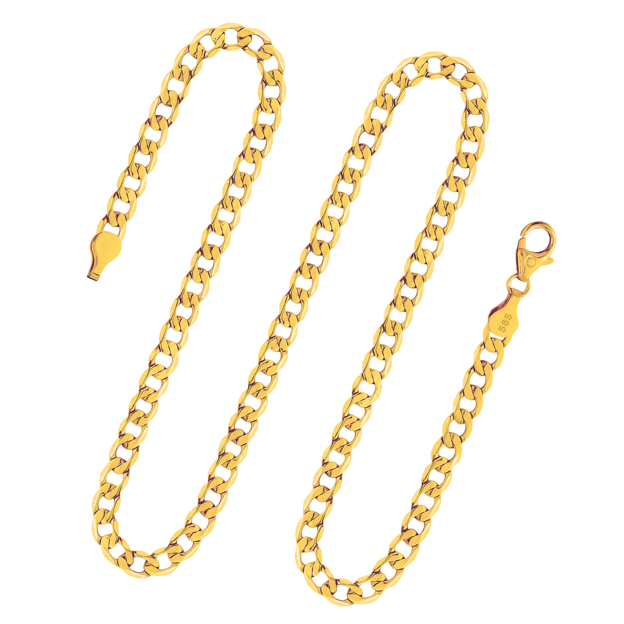 Goldkette als Panzerkette facettiert in Gelbgold 585 / 14K, 50 cm lang, 5 mm breit, Gewicht ca. 13.6 g.
