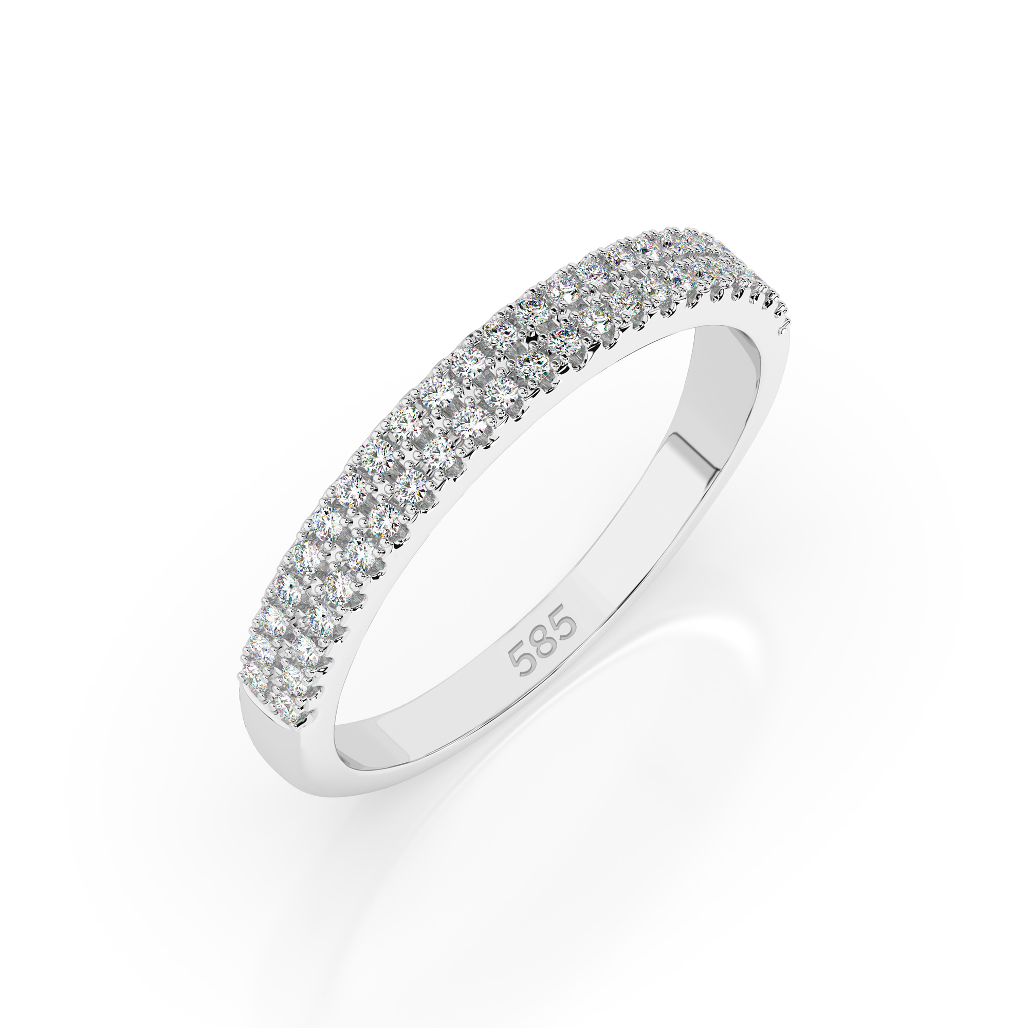 0,18 Karat Diamant Verlobungsring mit 46 Diamanten, Weißgold 585 / 14K, Weite 69 mm, Gewicht ca. 1.7 g.