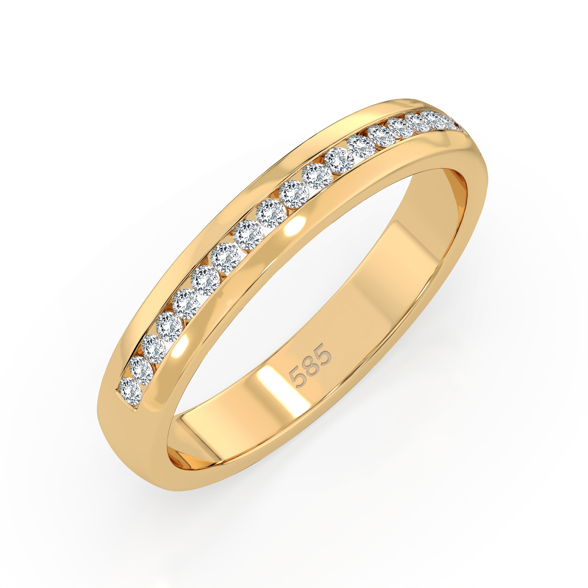 0,15 Karat Diamant Verlobungsring mit 19 Diamanten, Gelbgold 585 / 14K, Weite 55 mm, Gewicht ca. 2.8 g.
