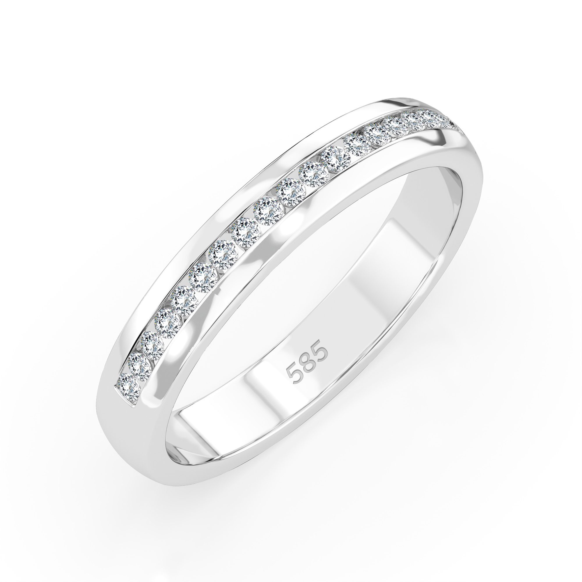 0,15 Karat Diamant Verlobungsring mit 19 Diamanten, Weißgold 585 / 14K, Weite 52 mm, Gewicht ca. 2.8 g.