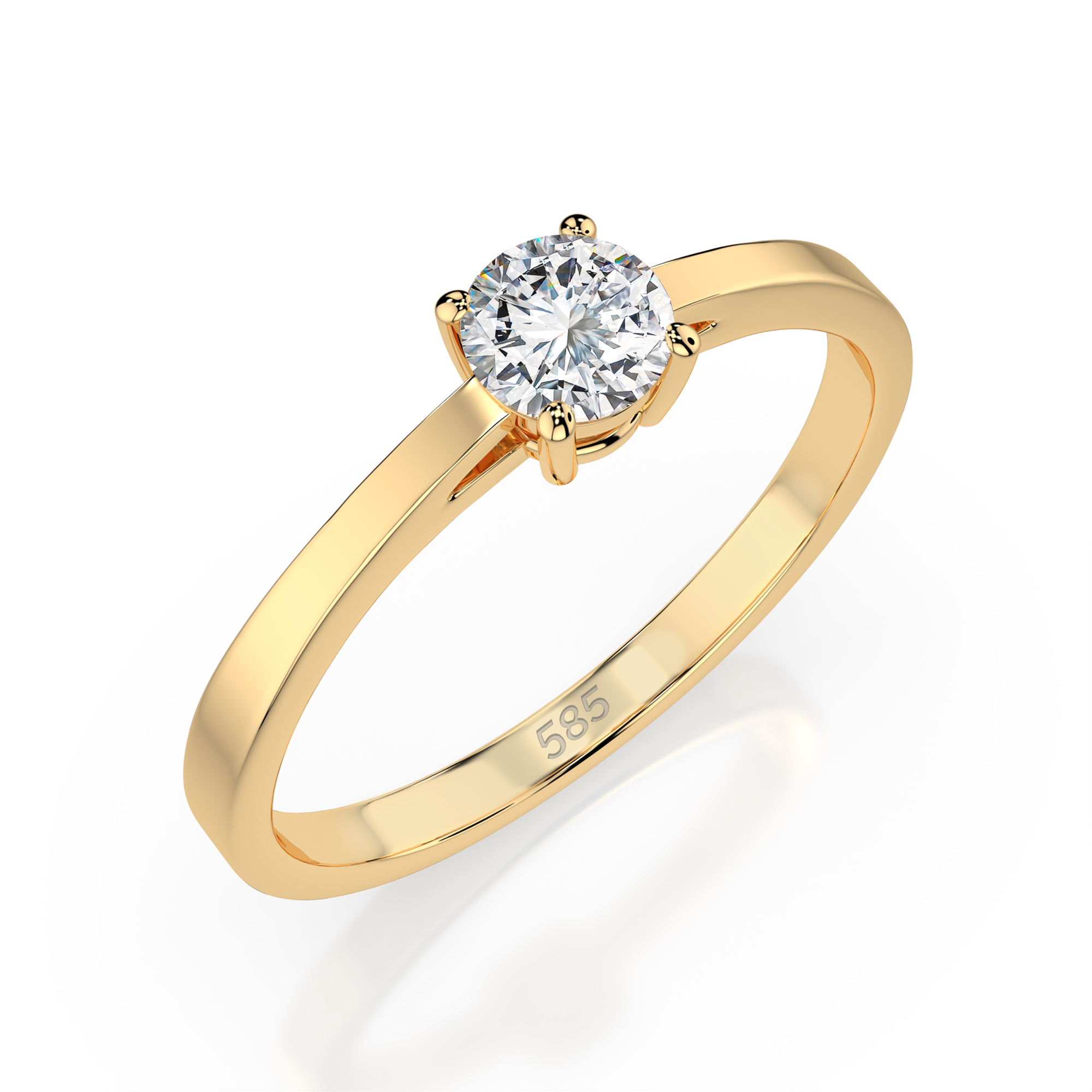 0,30 Karat Diamant Verlobungsring mit 1 Diamanten, Gelbgold 585 / 14K, Weite 52 mm, Gewicht ca. 1.55 g.