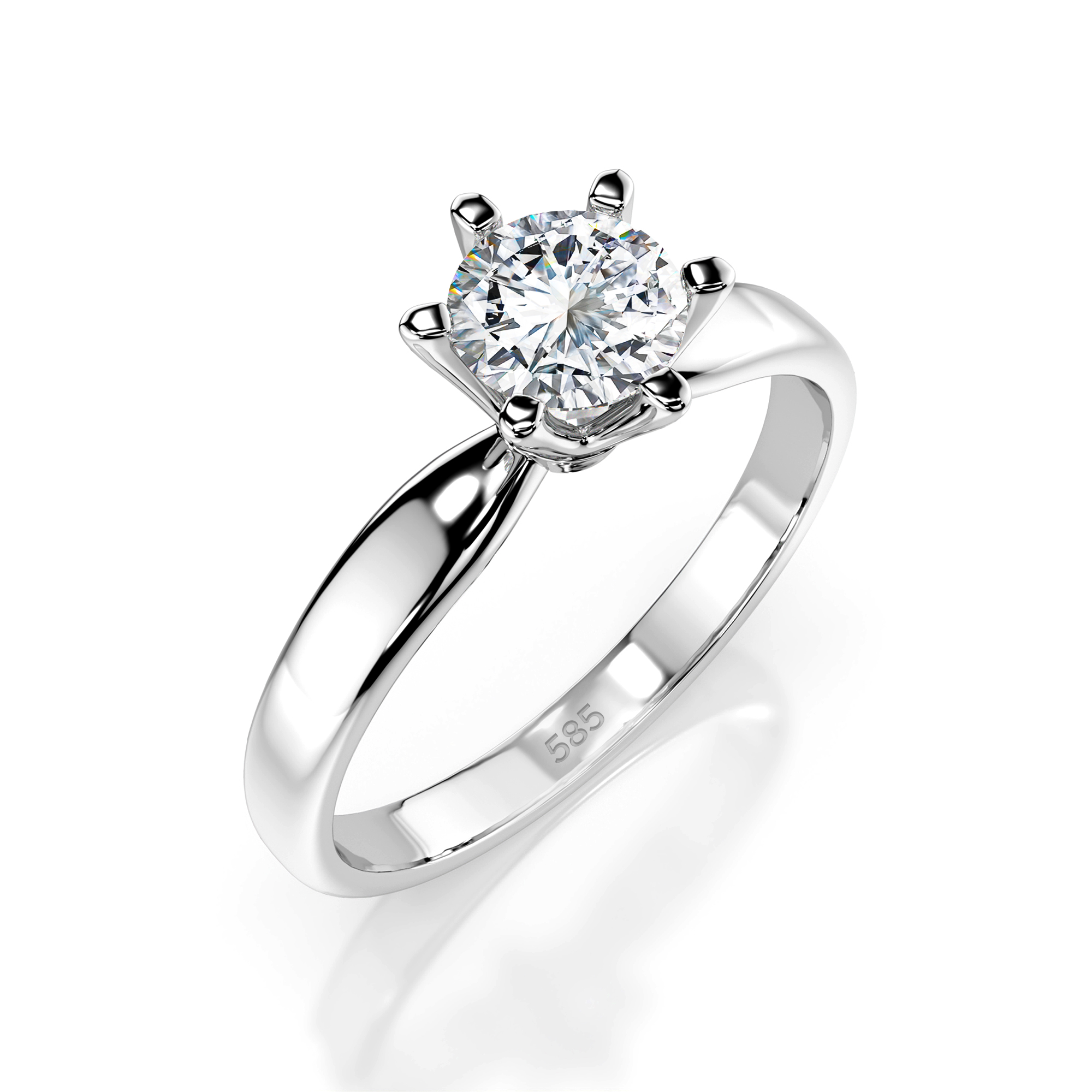 0,5 Karat Diamant Verlobungsring mit 1 Diamanten, Weißgold 585 / 14K, Weite 66 mm, Gewicht ca. 2.1 g.