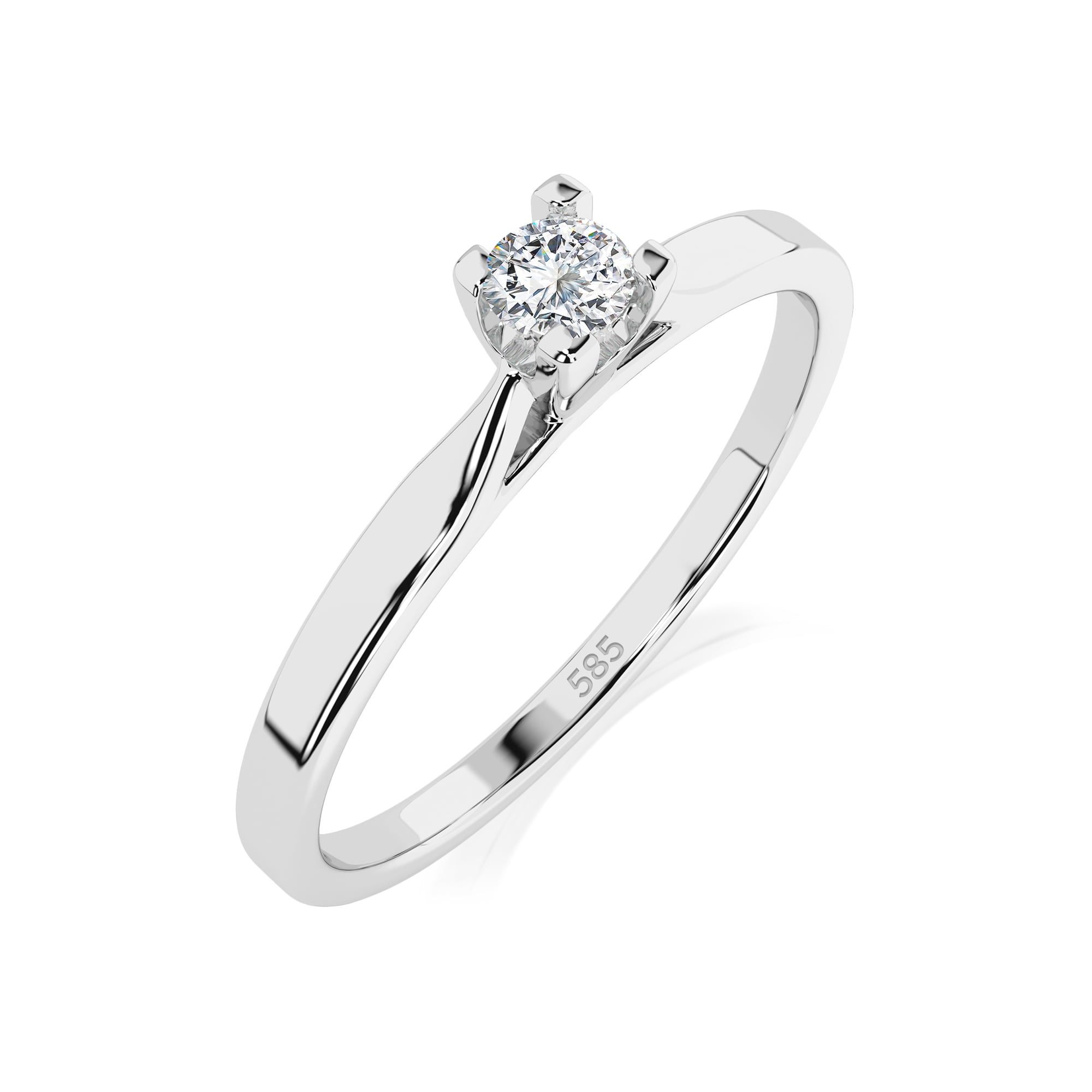 0,06 Karat Diamant Verlobungsring mit 1 Diamanten, Weißgold 585 / 14K, Weite 61 mm, Gewicht ca. 1.5 g.