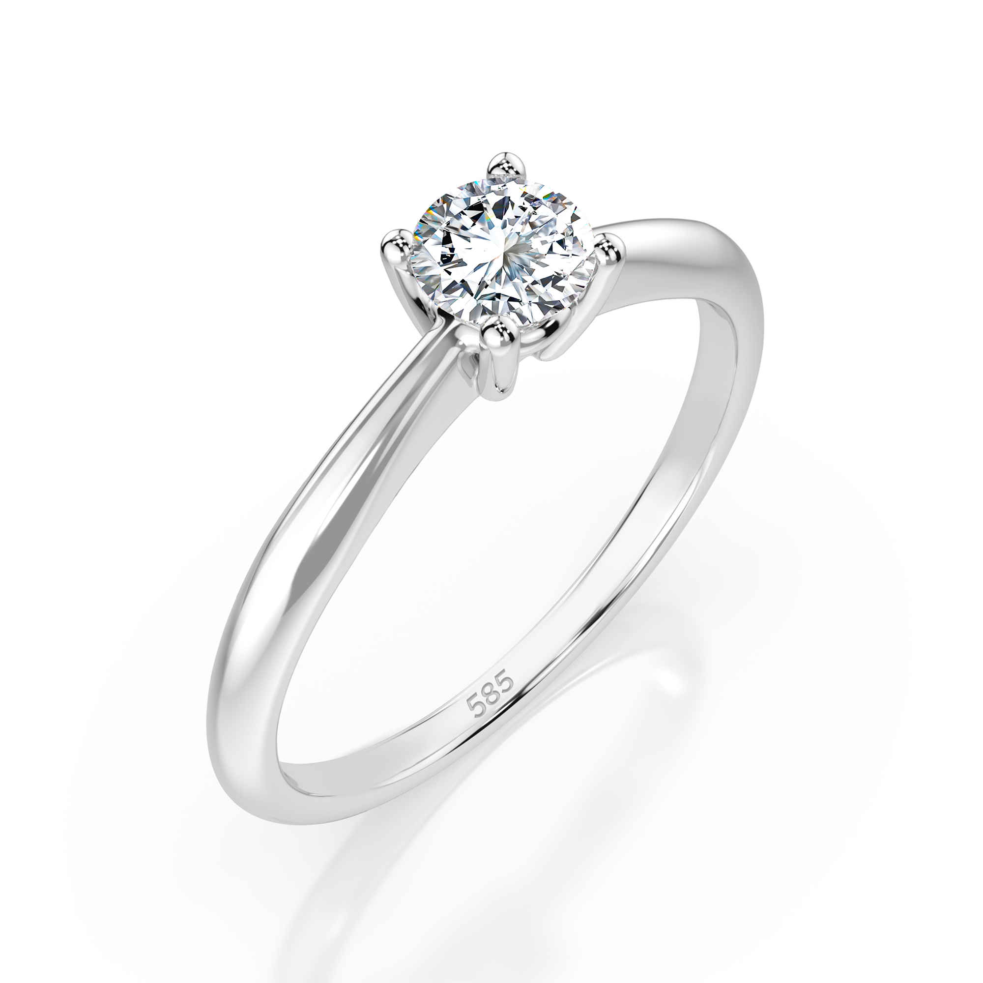 0,30 Karat Diamant Verlobungsring mit 1 Diamanten, Weißgold 585 / 14K, Weite 70 mm, Gewicht ca. 2.0 g.