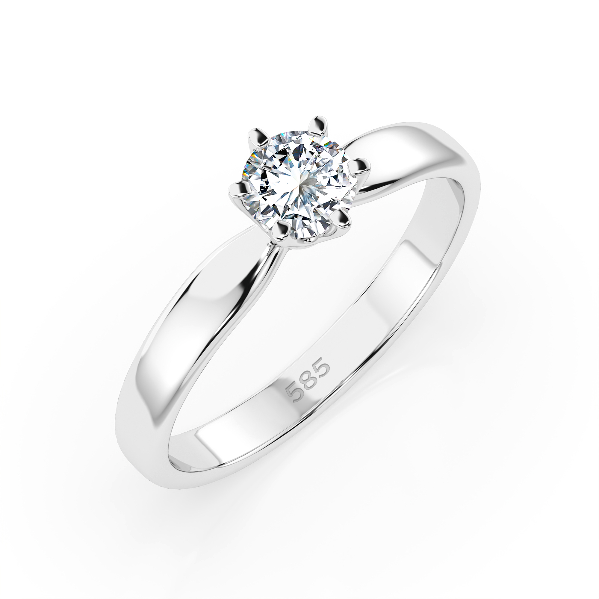 0,30 Karat Diamant Verlobungsring mit 1 Diamanten, Weißgold 585 / 14K, Weite 69 mm, Gewicht ca. 1.8 g.
