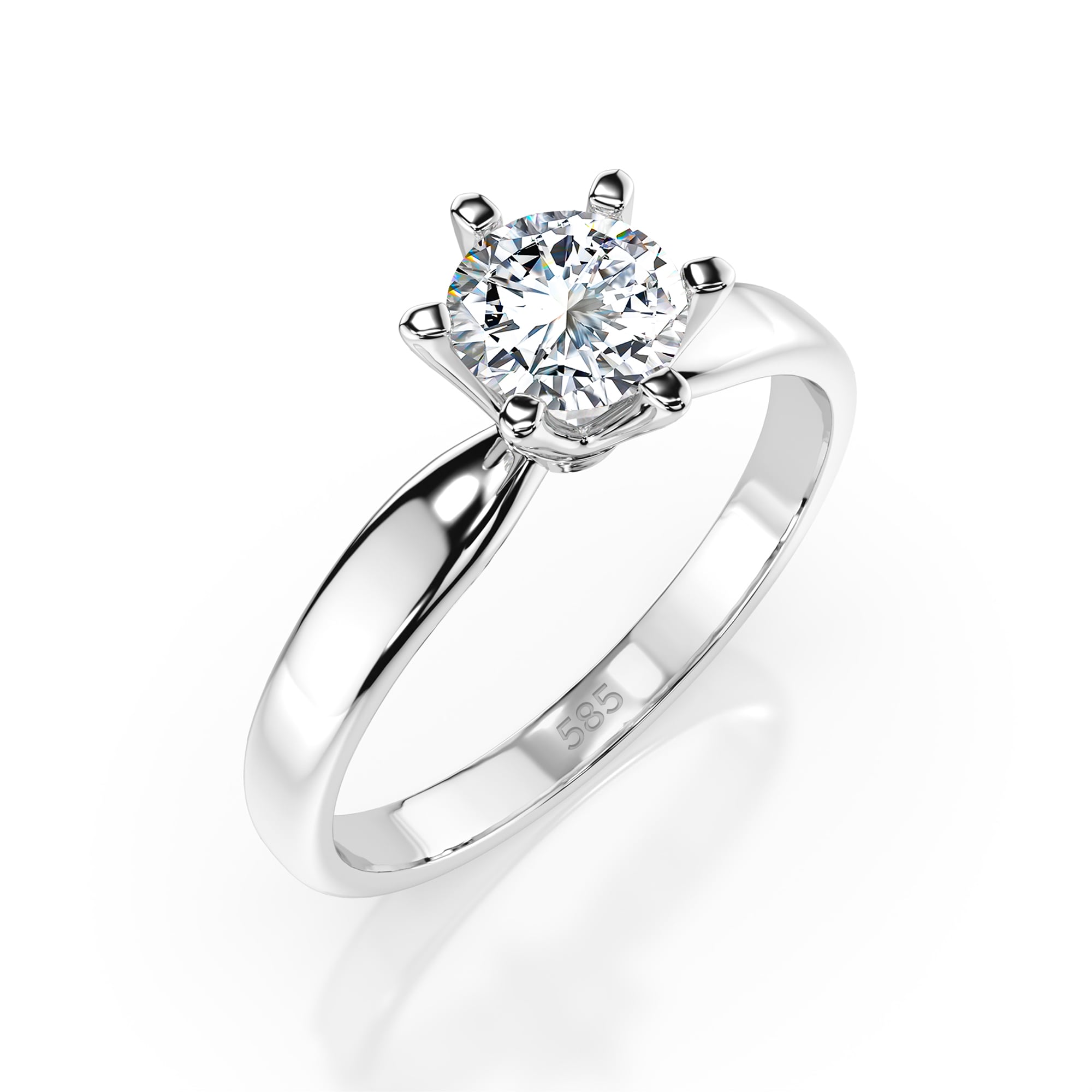 0,40 Karat Diamant Verlobungsring mit 1 Diamanten, Weißgold 585 / 14K, Weite 69 mm, Gewicht ca. 2.1 g.