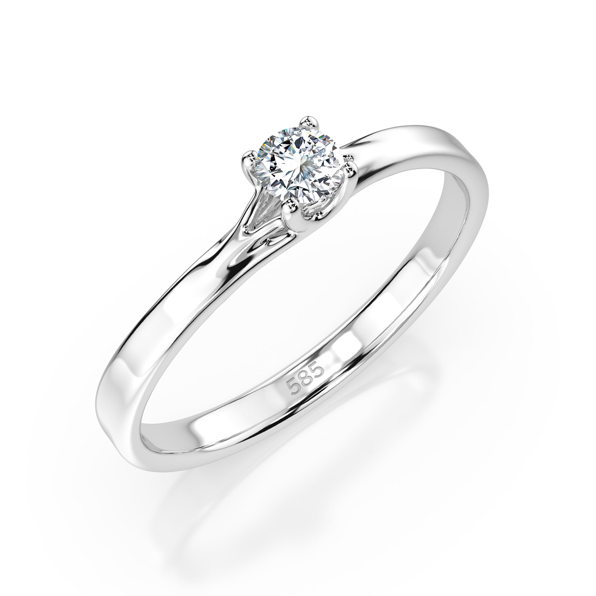 0,1 Karat Diamant Verlobungsring, Weißgold 585 / 14K, Weite 53 mm, Gewicht ca. 1.3 g.