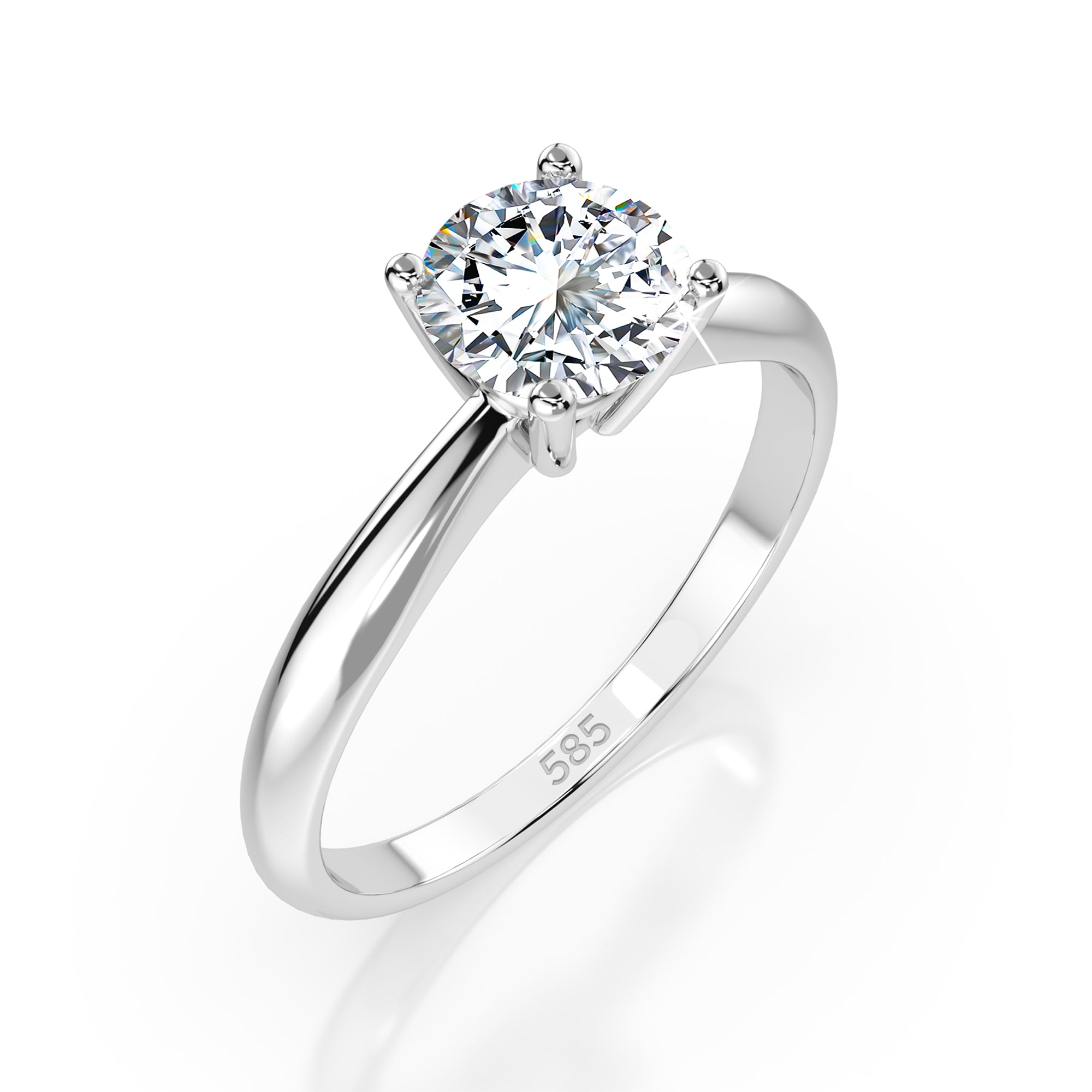 0,40 Karat Diamant Verlobungsring mit 1 Diamanten, Weißgold 585 / 14K, Weite 48 mm, Gewicht ca. 1.7 g.