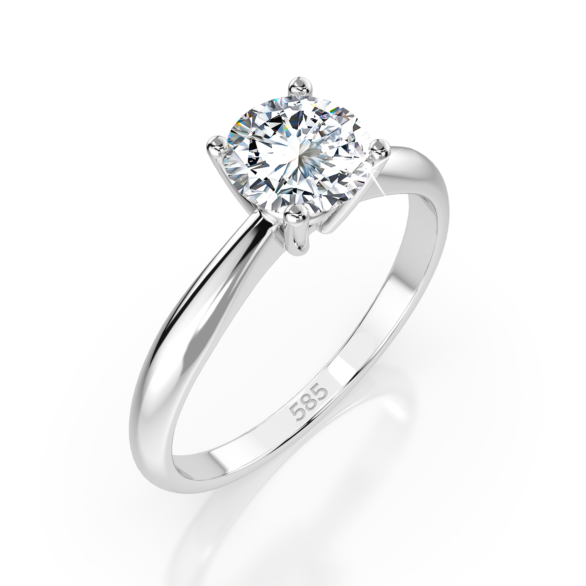0,40 Karat Diamant Verlobungsring mit 1 Diamanten, Weißgold 585 / 14K, Weite 70 mm, Gewicht ca. 1.7 g.