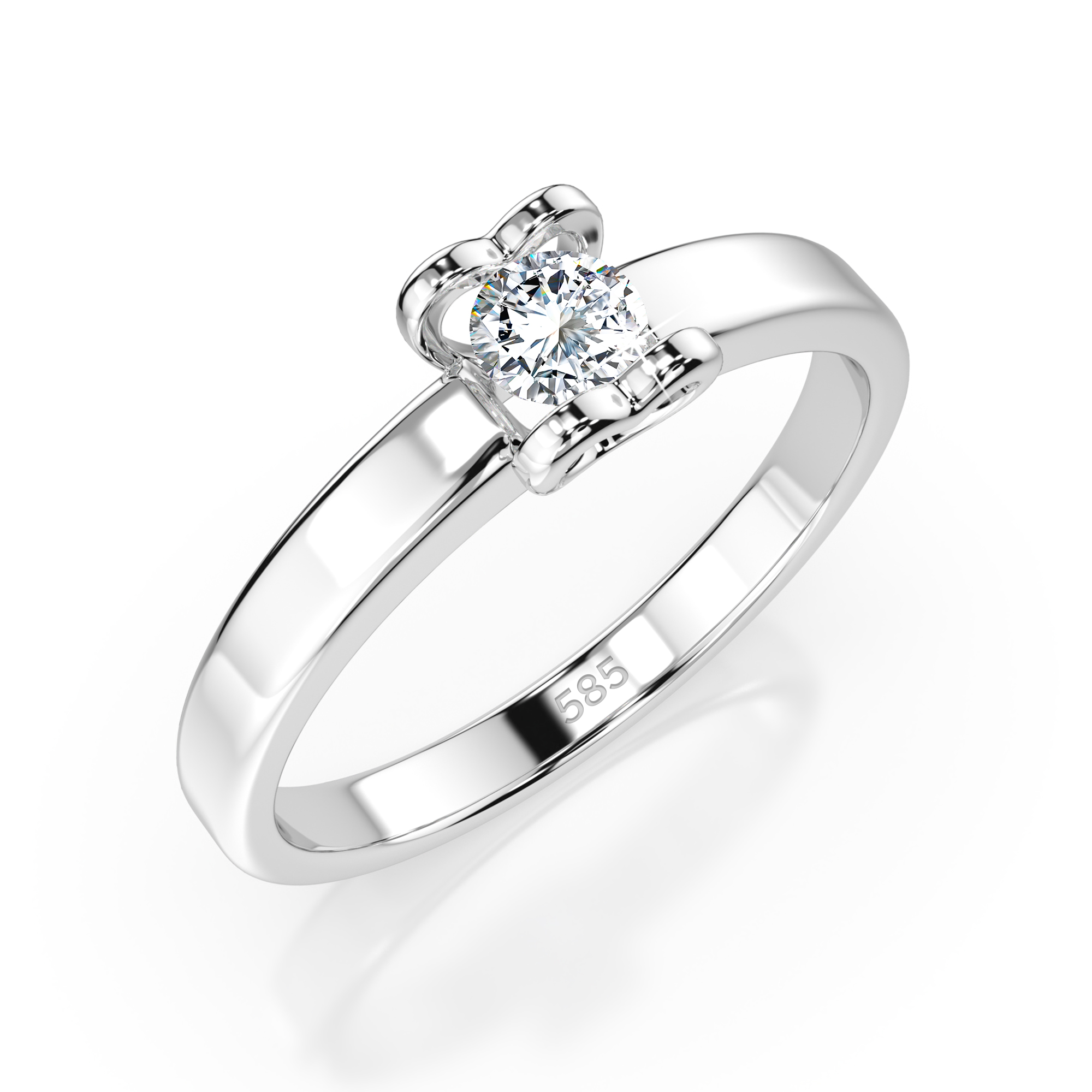 0,15 Karat Diamant Verlobungsring mit 1 Diamanten, Weißgold 585 / 14K, Weite 70 mm, Gewicht ca. 2.0 g.