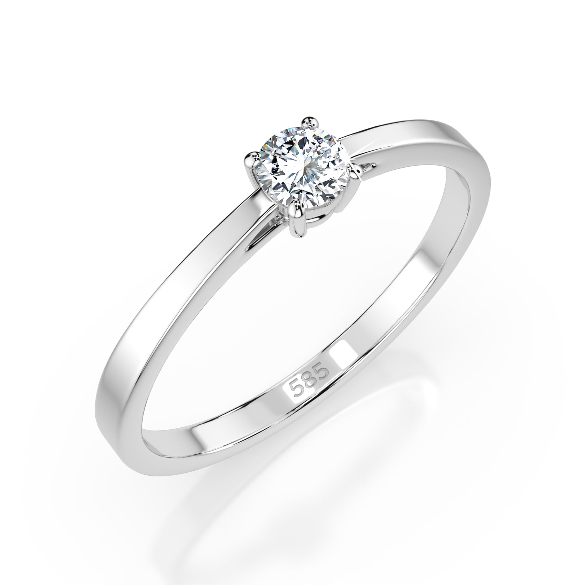 0,15 Karat Diamant Verlobungsring, Weißgold 585 / 14K, Weite 64 mm, Gewicht ca. 1.4 g.