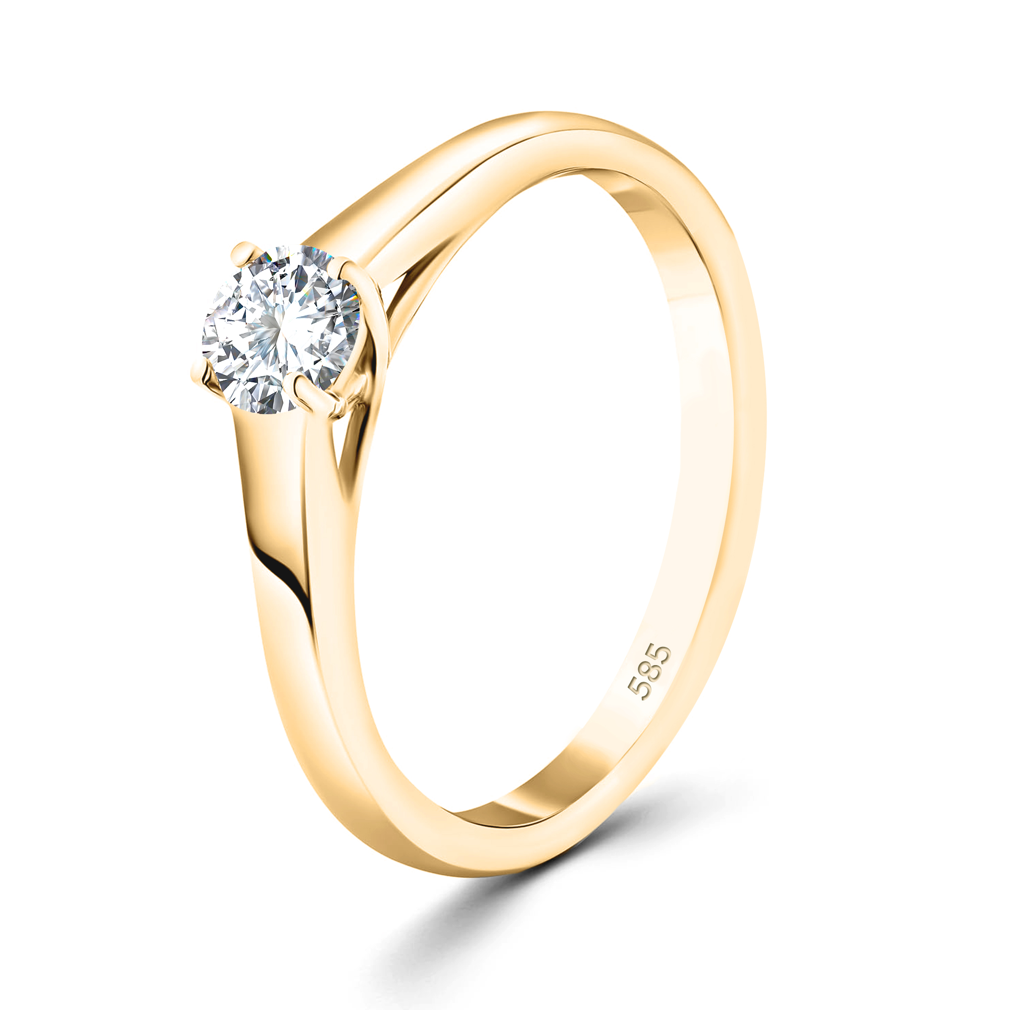 0,30 Karat Diamant Verlobungsring mit GIA Certifikate, Gelbgold 585 / 14K, Weite 58 mm, Gewicht ca. 2.6 g.